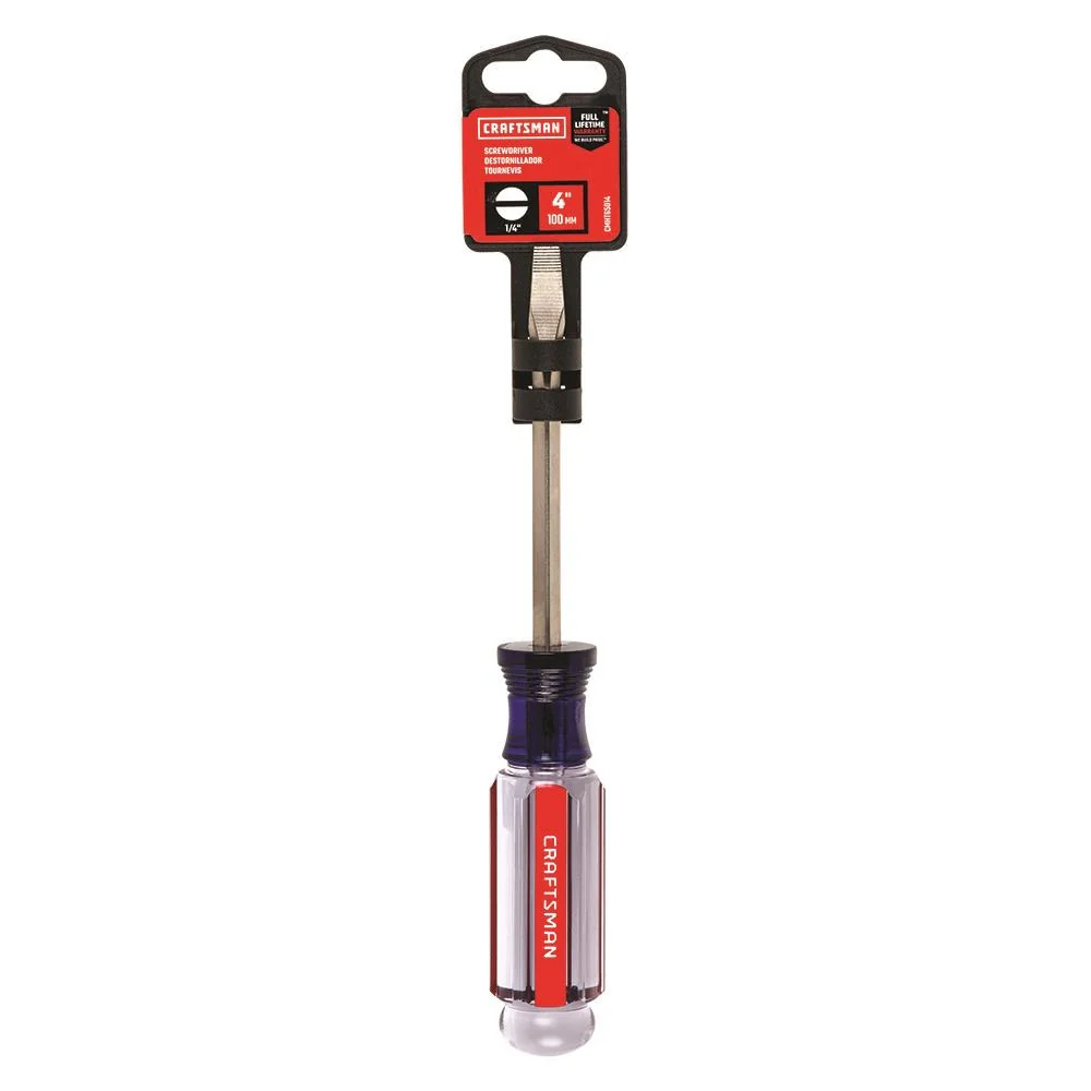CRAFTSMAN Acetate Handle 1/4-in x 4-in Slotted Flathead Screwdriver (CMHT65014) - Image 4