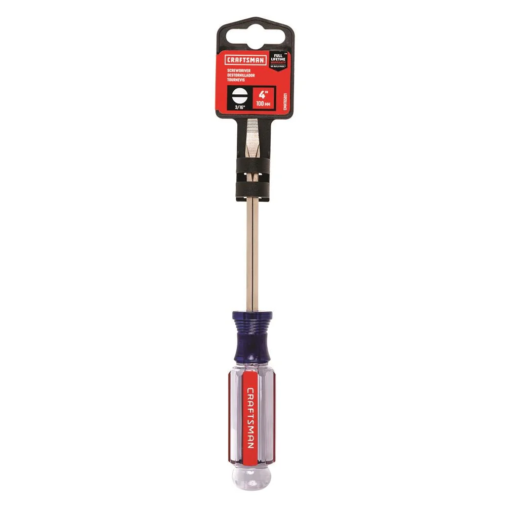 CRAFTSMAN Acetate Handle 3/16-in Slotted Screwdriver, 4-in Shaft - Image 4