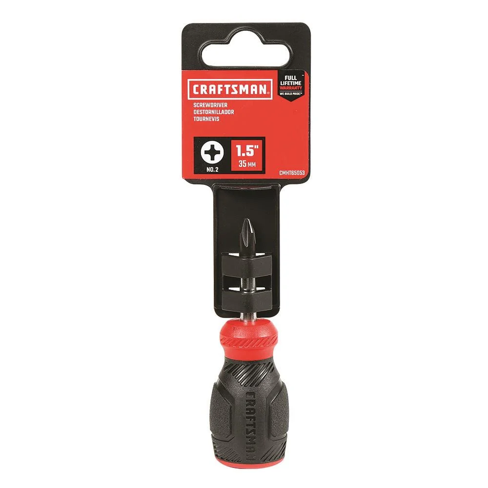 CRAFTSMAN Bi-Material Handle #2 Phillips Screwdriver, 1-1/2-in Stubby Shaft - Image 3