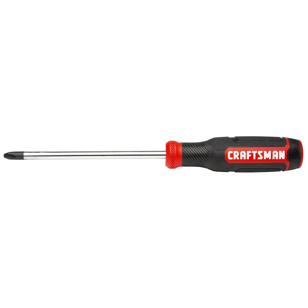 CRAFTSMAN Bi‑Material Handle #3 x 6-in Phillips Screwdriver, Black Oxide Tip
