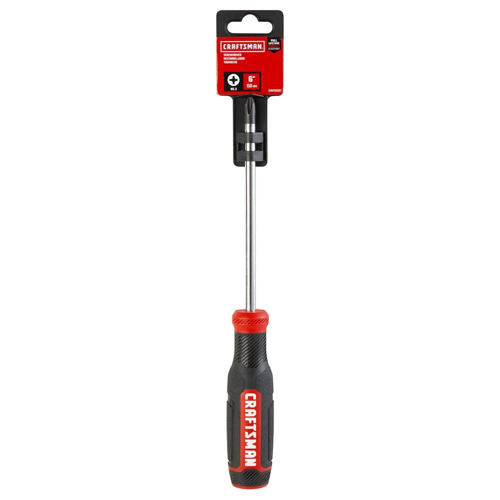 CRAFTSMAN Bi‑Material Handle #3 x 6-in Phillips Screwdriver, Black Oxide Tip - Image 3