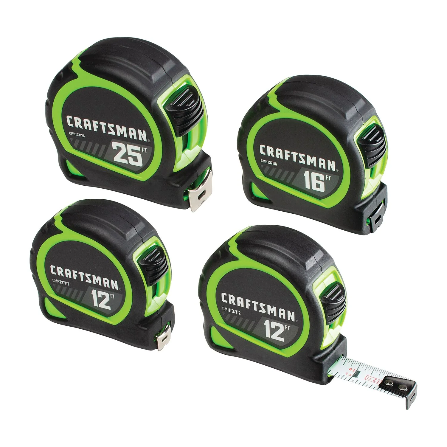 CRAFTSMAN HI-VIS 4-Pack Tape Measure Set, 12-ft (x2), 16-ft, 25-ft