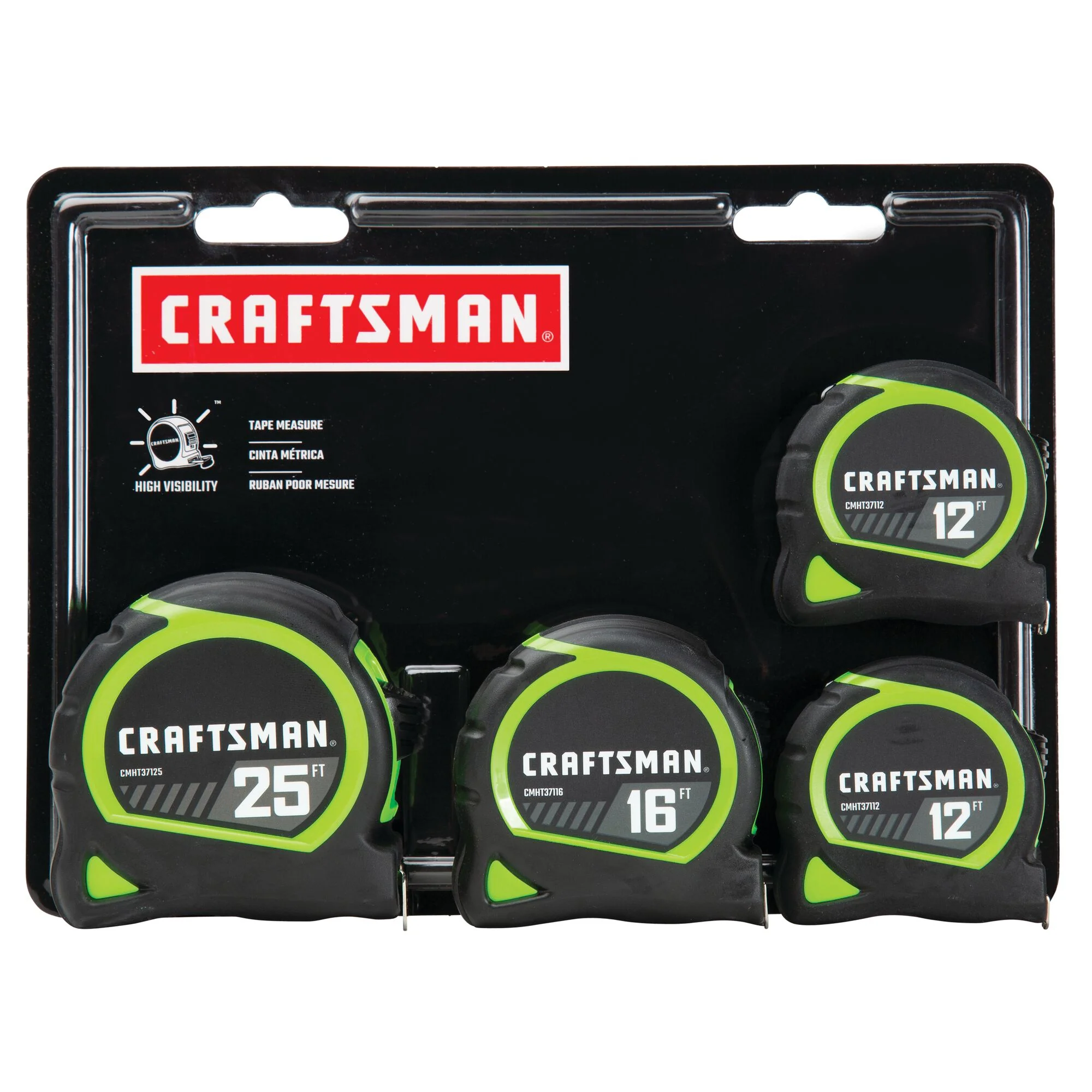 CRAFTSMAN HI-VIS 4-Pack Tape Measure Set, 12-ft (x2), 16-ft, 25-ft - Image 7