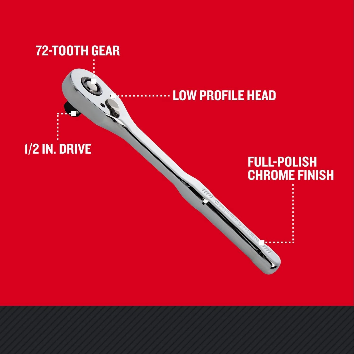 Craftsman Low Profile 1/2 in. Drive Ratchet with 72 Teeth - Image 2