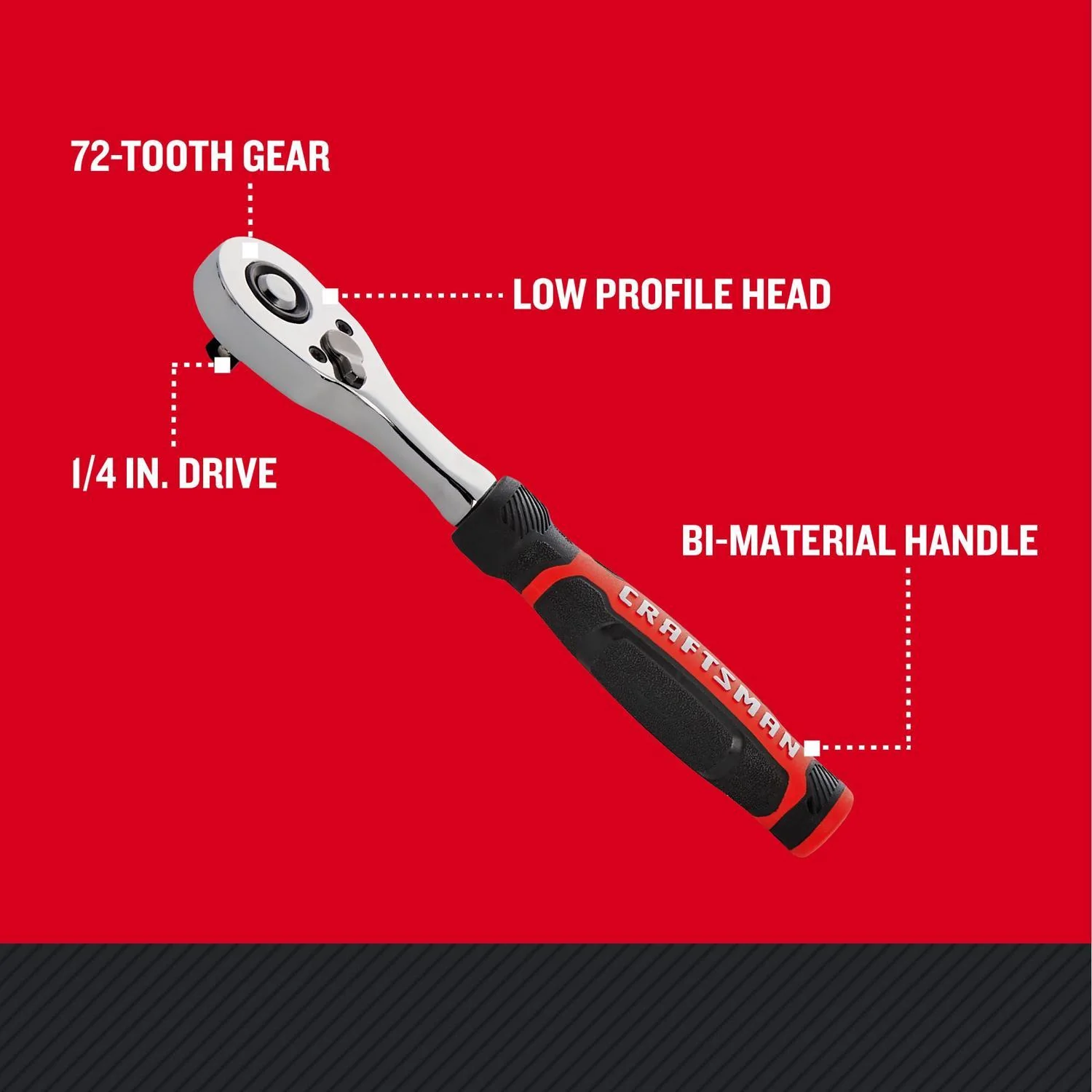 Craftsman Low Profile 1/4 in. Drive Ratchet with 72 Teeth - Image 2