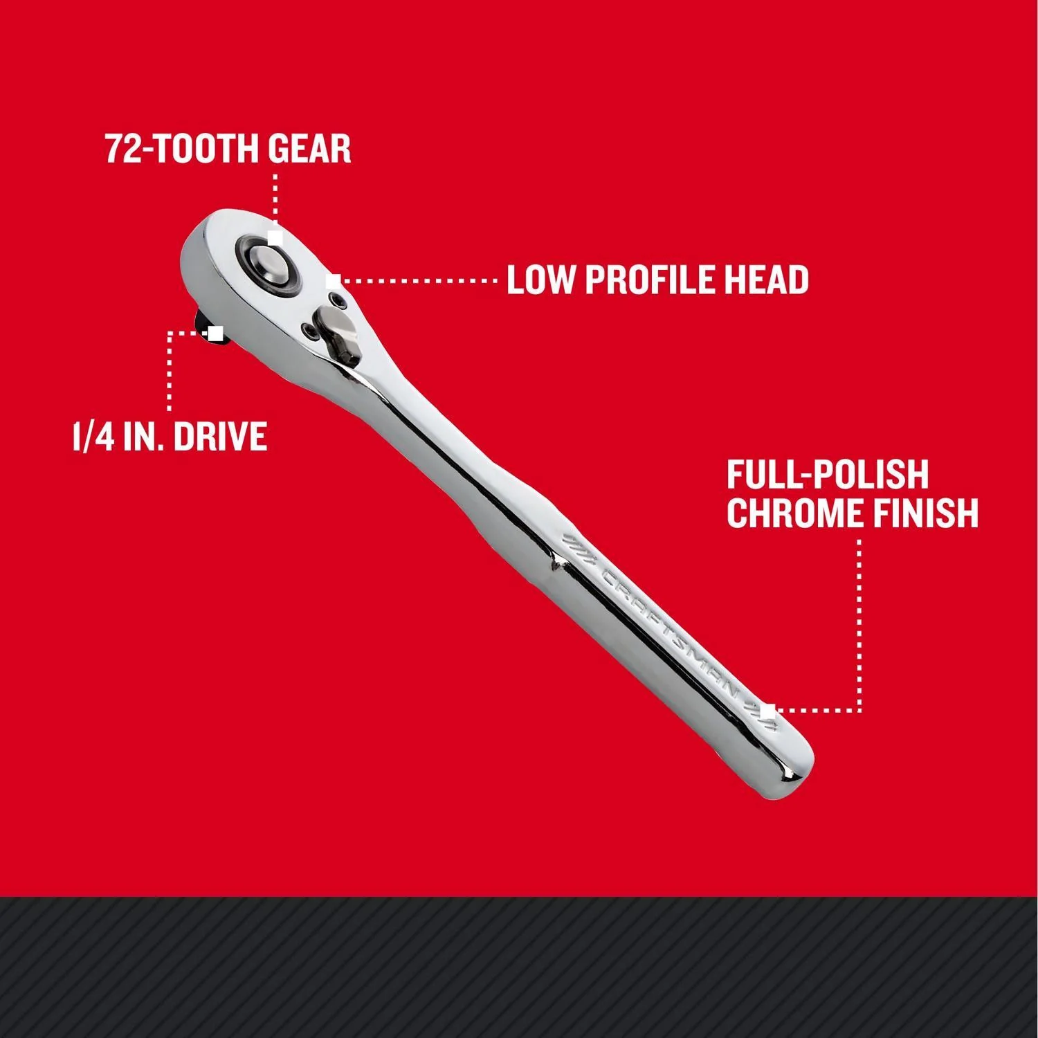 Craftsman Low Profile 1/4 in. Drive Ratchet with 72 Teeth - Image 2