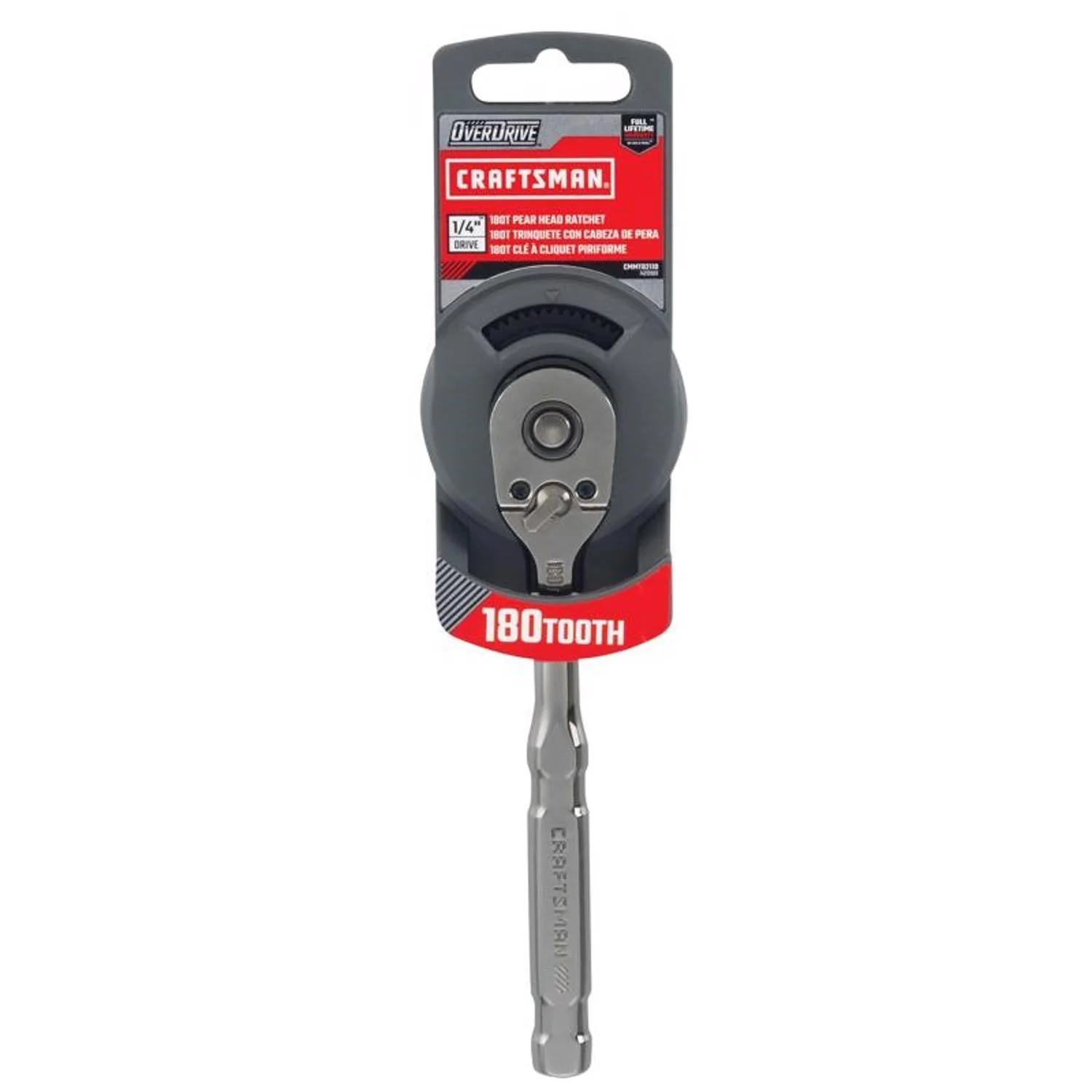 Craftsman Overdrive 1/4 in. Drive Pear Head Ratchet, 180 Teeth