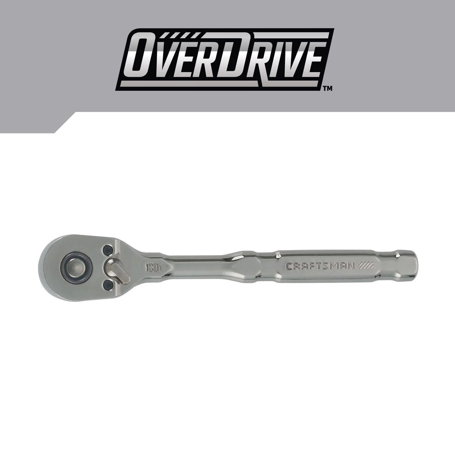 Craftsman Overdrive 1/4 in. Drive Pear Head Ratchet, 180 Teeth - Image 2