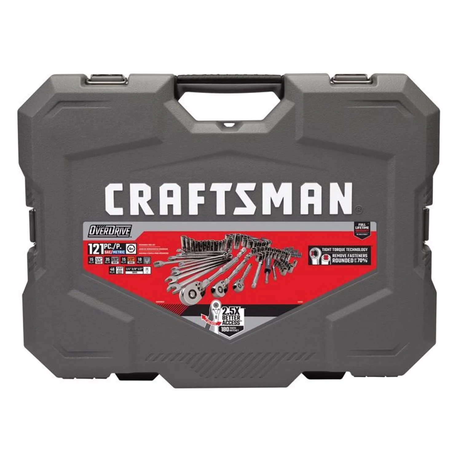 Craftsman OVERDRIVE 121 pc Mechanic's Tool Set - Metric/SAE, Gunmetal Chrome