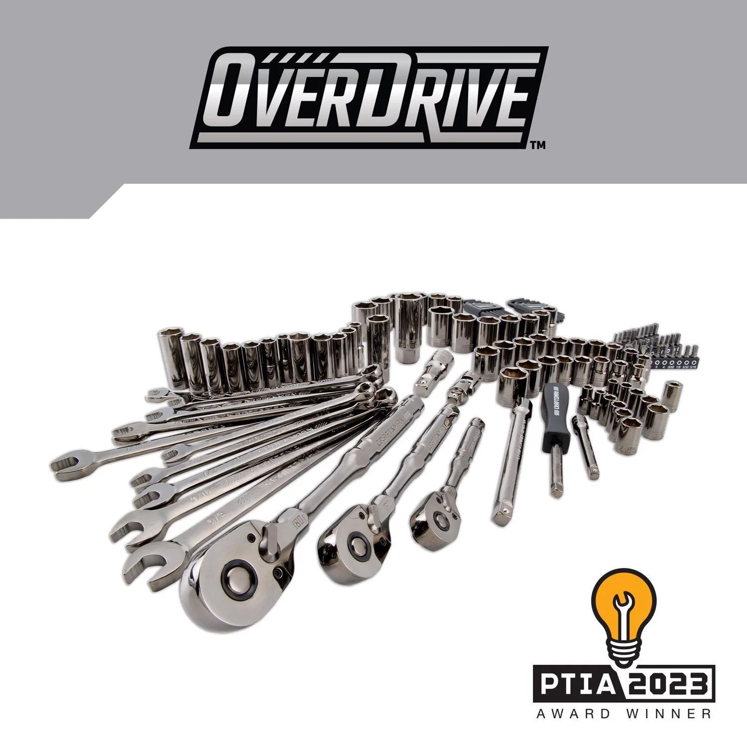 Craftsman OVERDRIVE 121 pc Mechanic's Tool Set - Metric/SAE, Gunmetal Chrome - Image 3