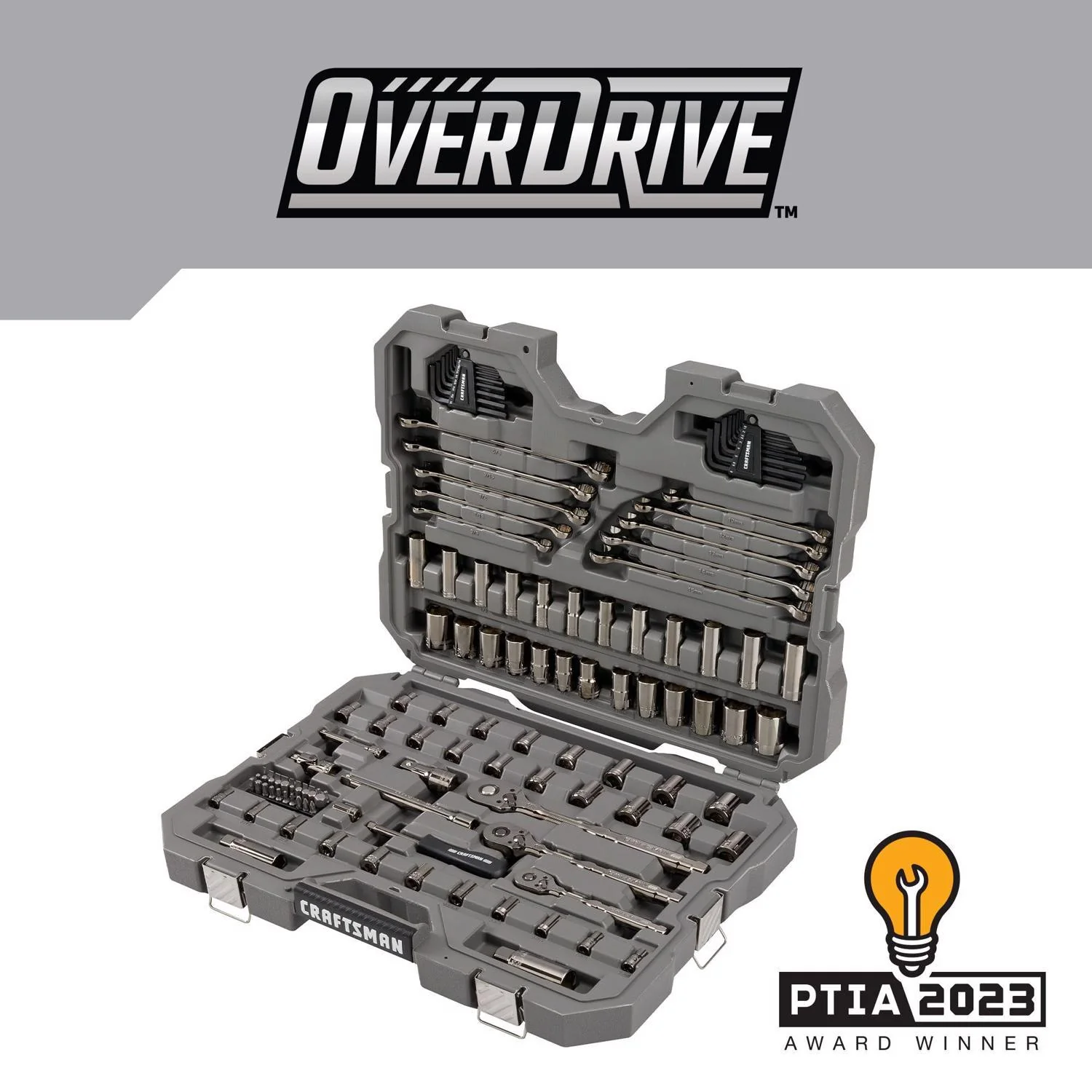 Craftsman OVERDRIVE 121 pc Mechanic's Tool Set - Metric/SAE, Gunmetal Chrome - Image 4