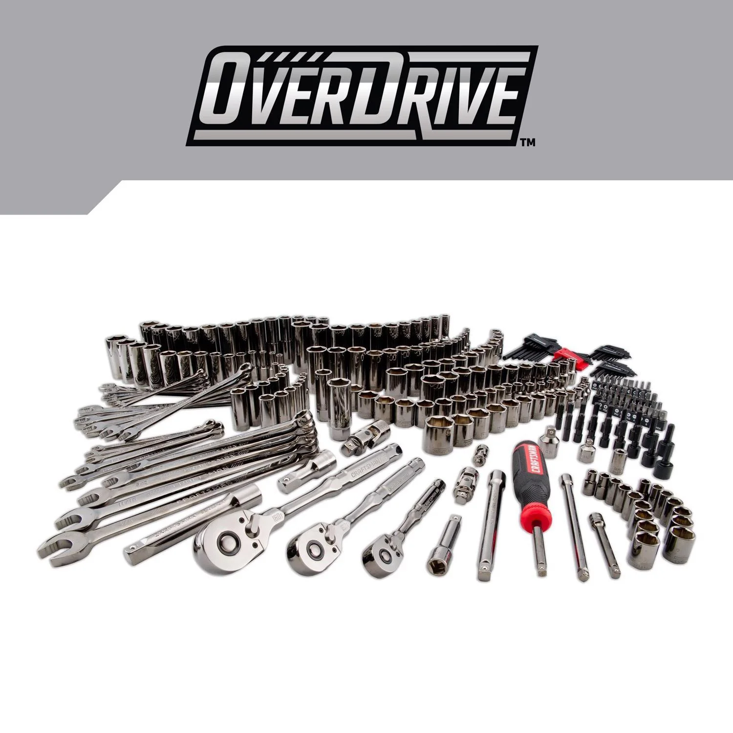 Craftsman OVERDRIVE 284-Piece Mechanic's Tool Set - Metric/SAE, Gunmetal Chrome - Image 3