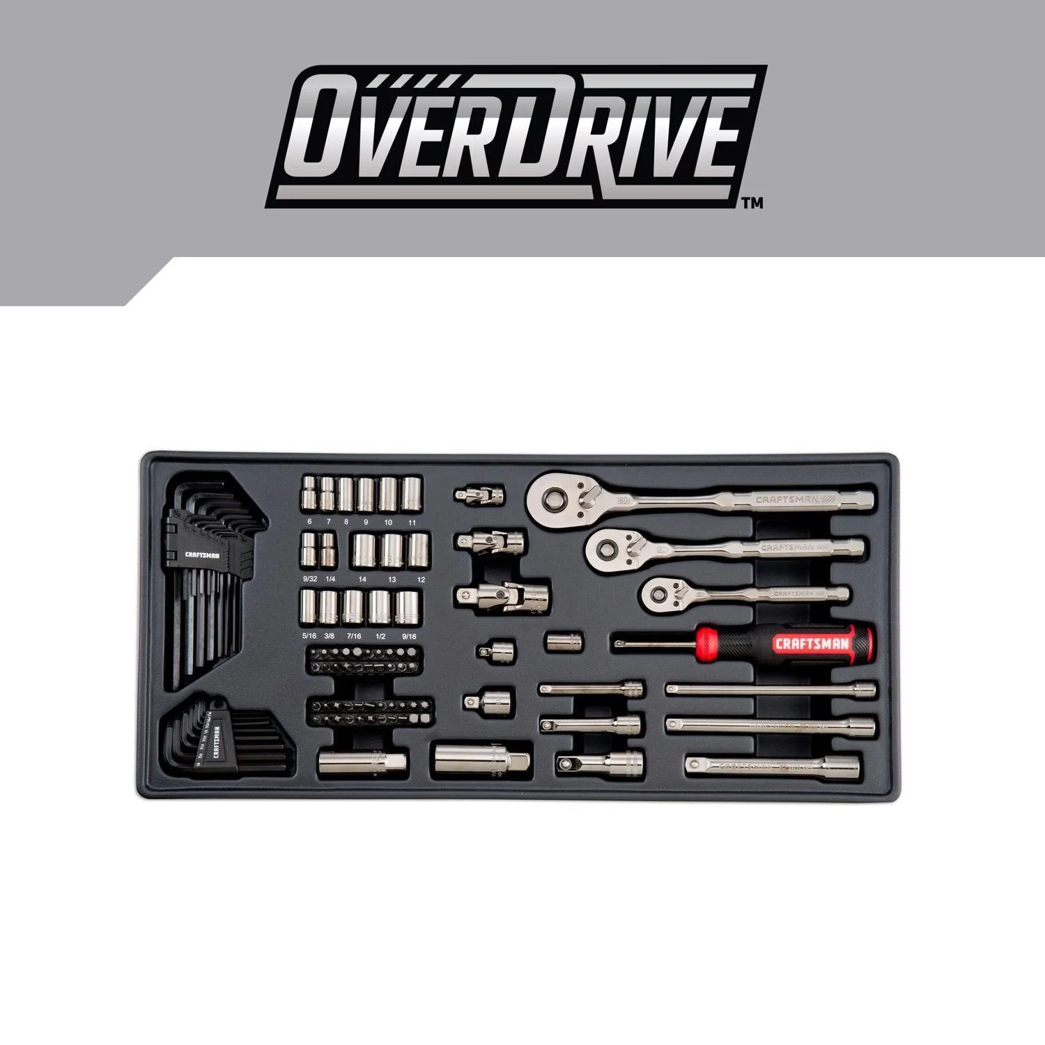 Craftsman OVERDRIVE 284-Piece Mechanic's Tool Set - Metric/SAE, Gunmetal Chrome - Image 5