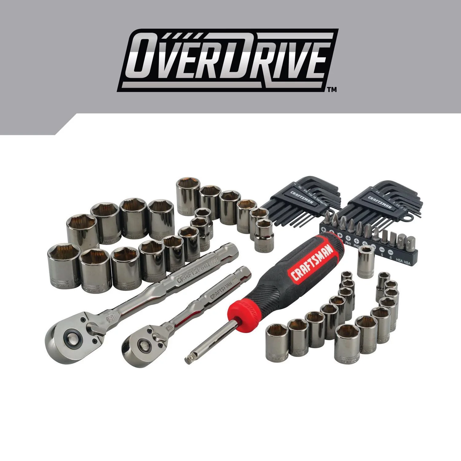 Craftsman OVERDRIVE 64 pc Metric/SAE Mechanic's Tool Set - Image 5