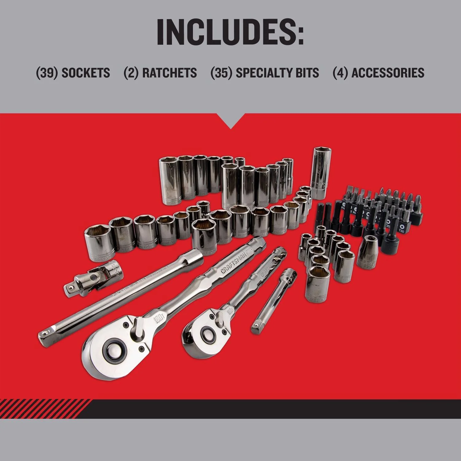 Craftsman OVERDRIVE 80 pc Mechanic's Tool Set - Metric/SAE 6 Point - Image 2