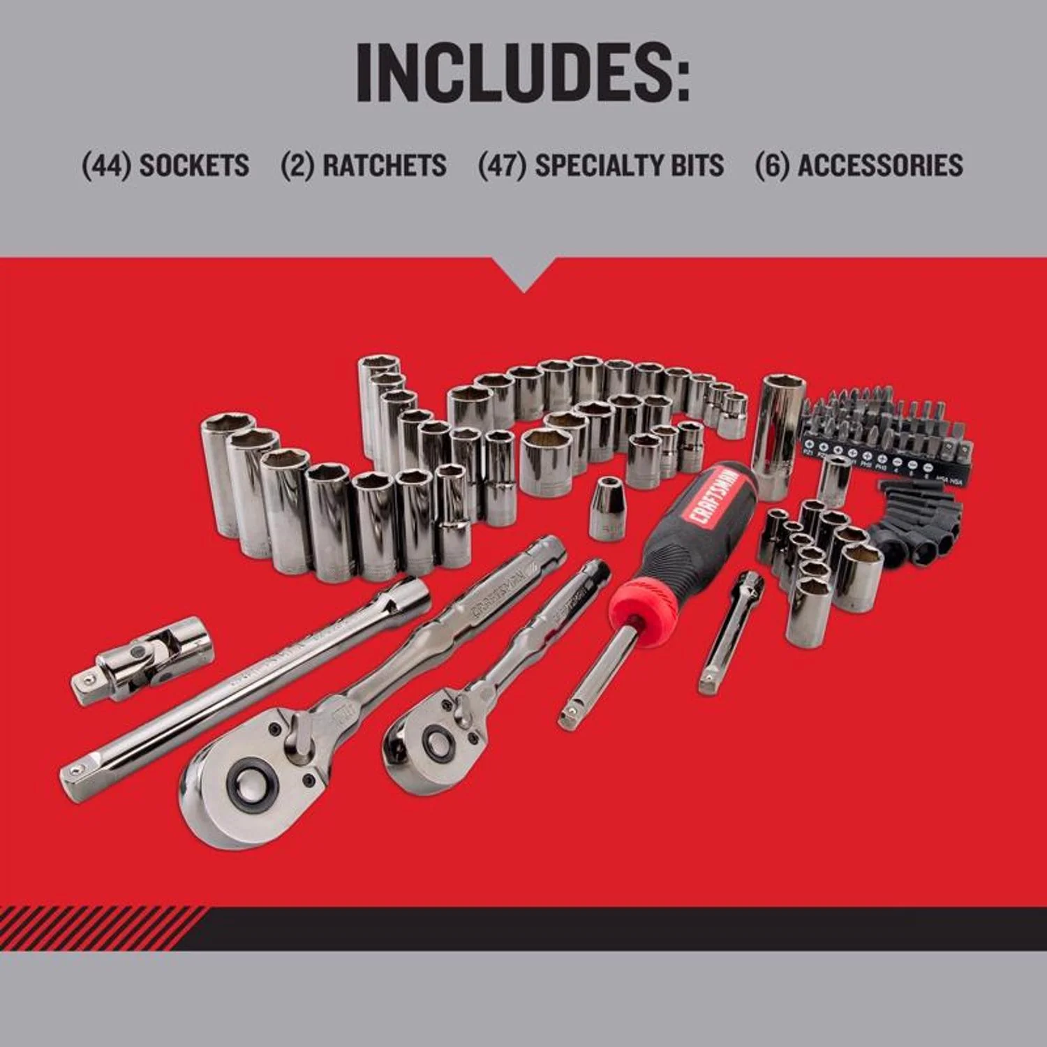 Craftsman OVERDRIVE 99 pc Metric/SAE Mechanic's Tool Set - Image 2