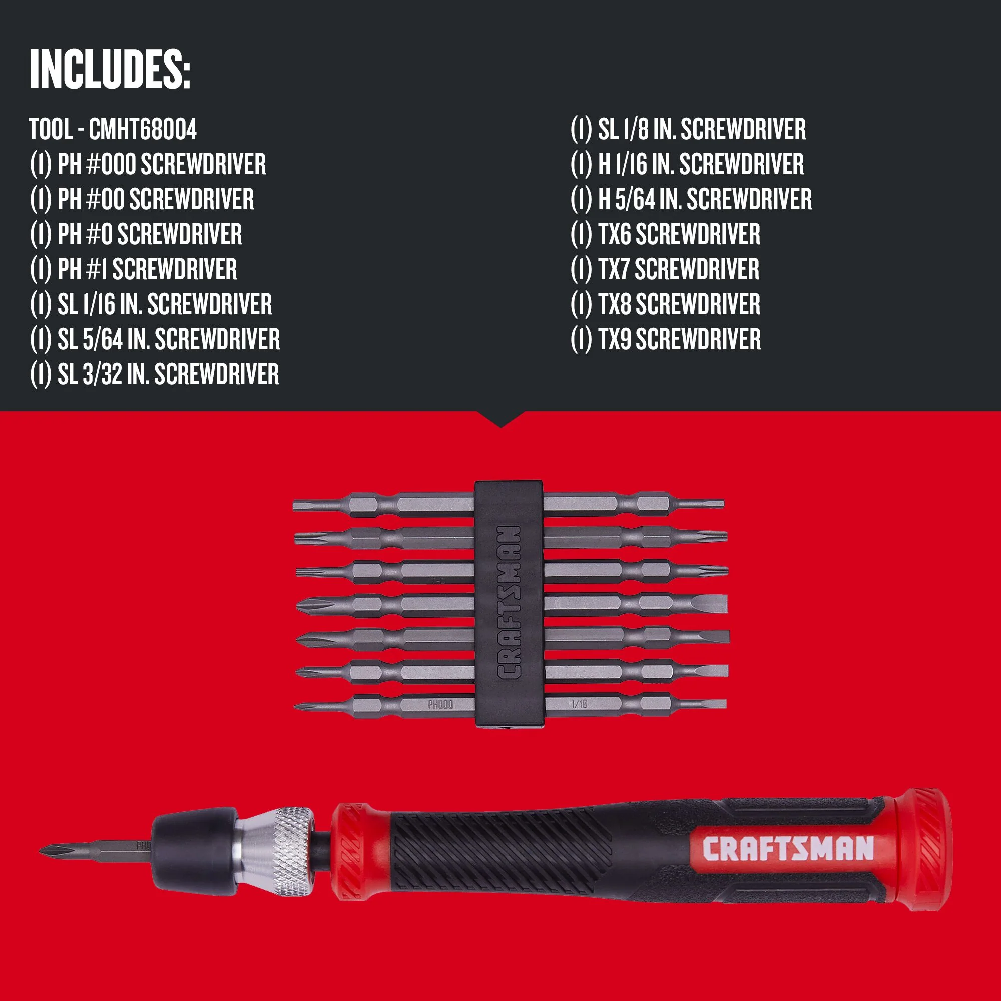 CRAFTSMAN Precision 14-Piece Bi-Material Handle Multi-Bit Screwdriver Set - Image 2
