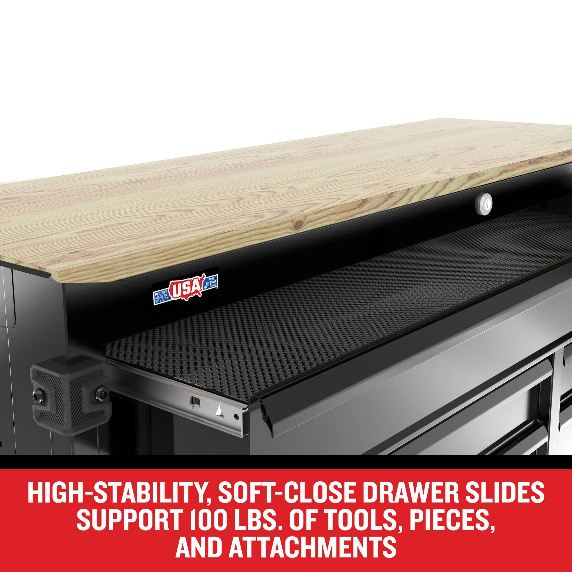CRAFTSMAN Premium 2000 Series 51.2-in L x 39.5-in H 8-Drawer Rolling Black Wood Work Bench - Image 6