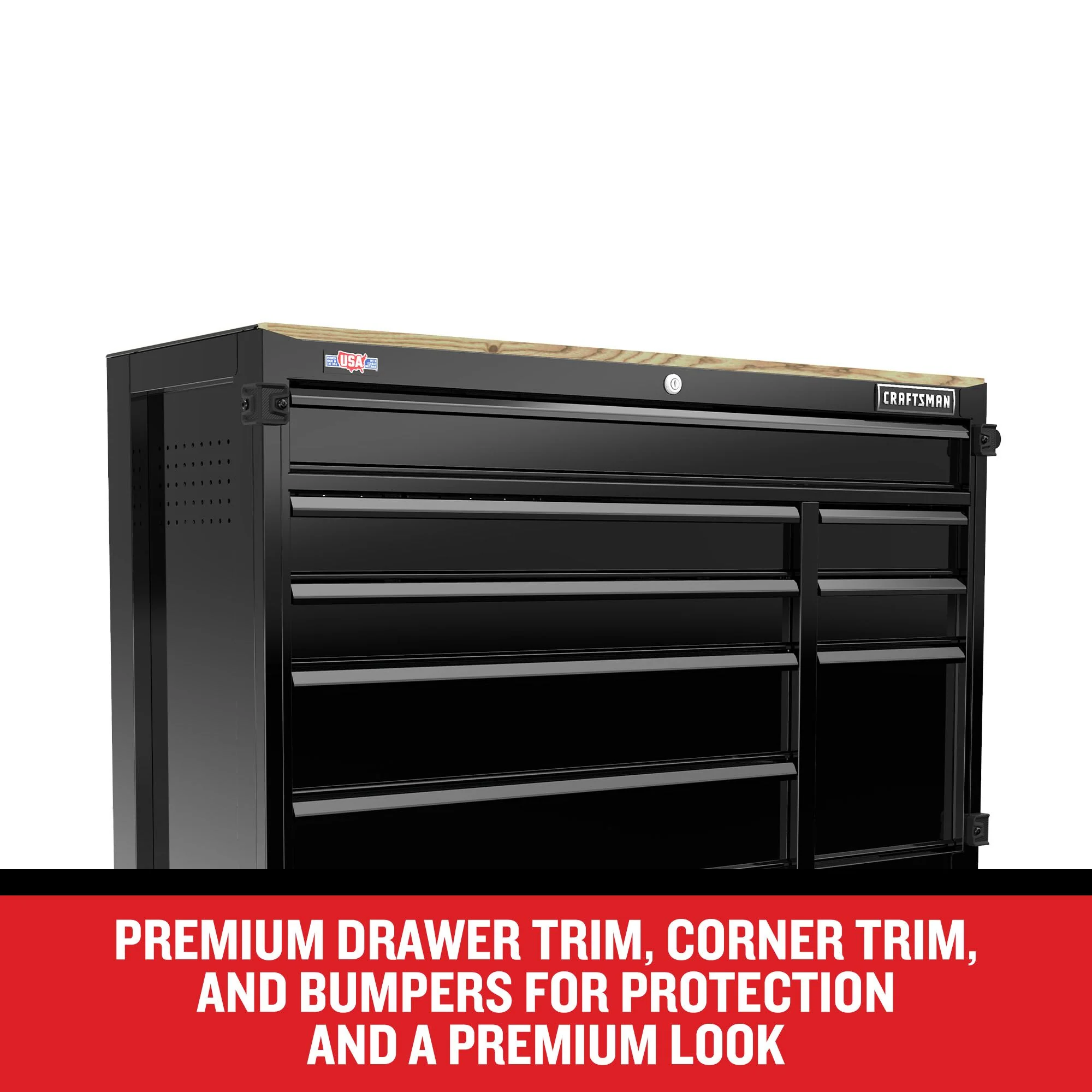 CRAFTSMAN Premium 2000 Series 51.2-in L x 39.5-in H 8-Drawer Rolling Black Wood Work Bench - Image 7