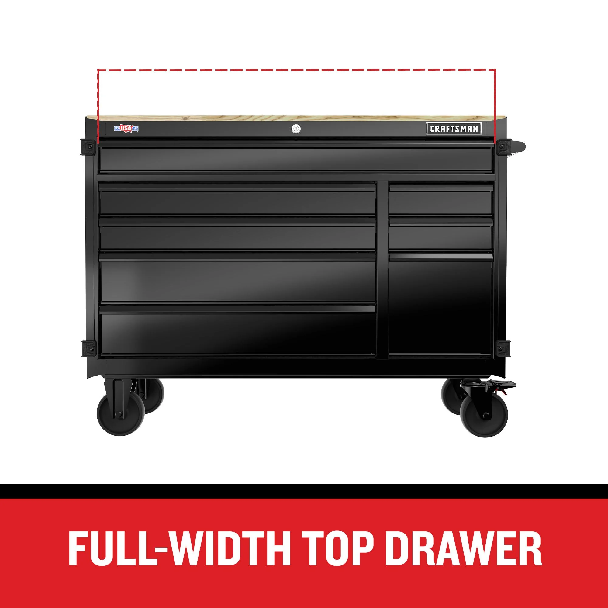 CRAFTSMAN Premium 2000 Series 51.2-in L x 39.5-in H 8-Drawer Rolling Black Wood Work Bench - Image 8