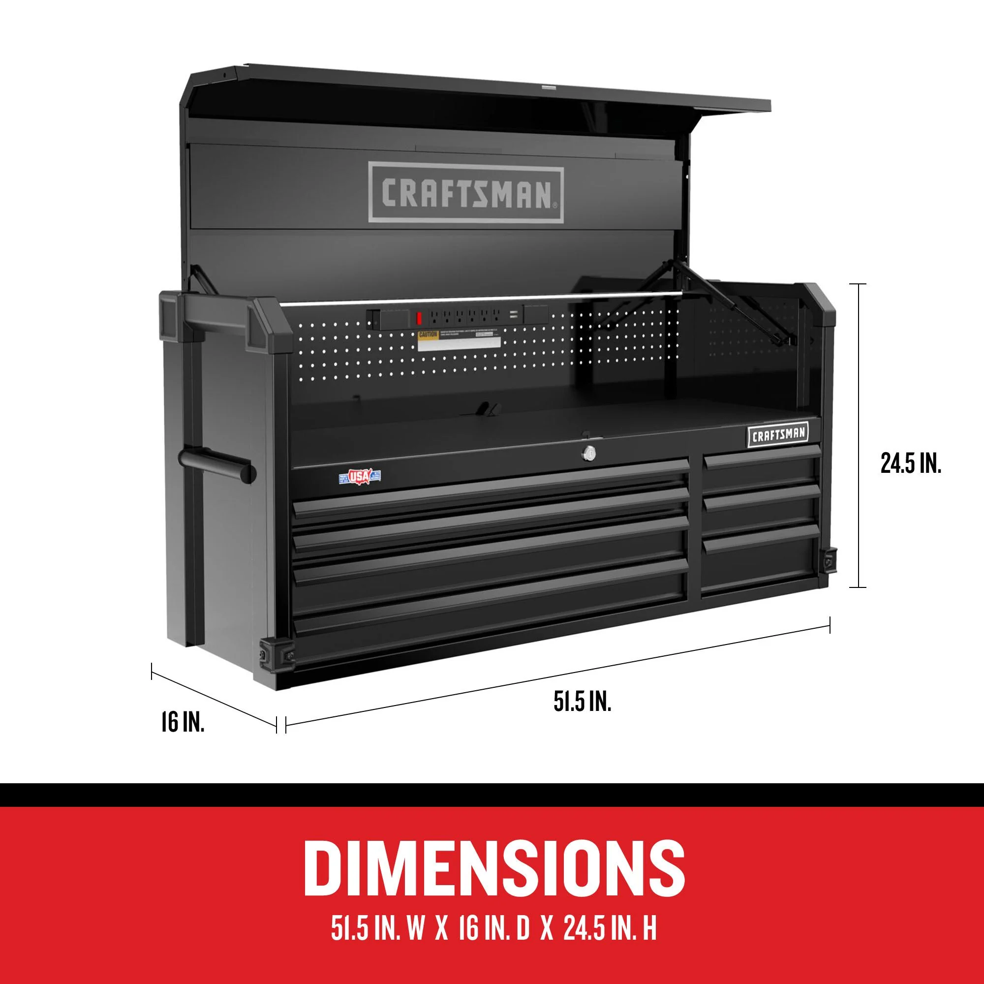 CRAFTSMAN Premium 2000 Series 51.5-in W x 24.5-in H 7-Drawer Steel Tool Chest (Black) - Image 7