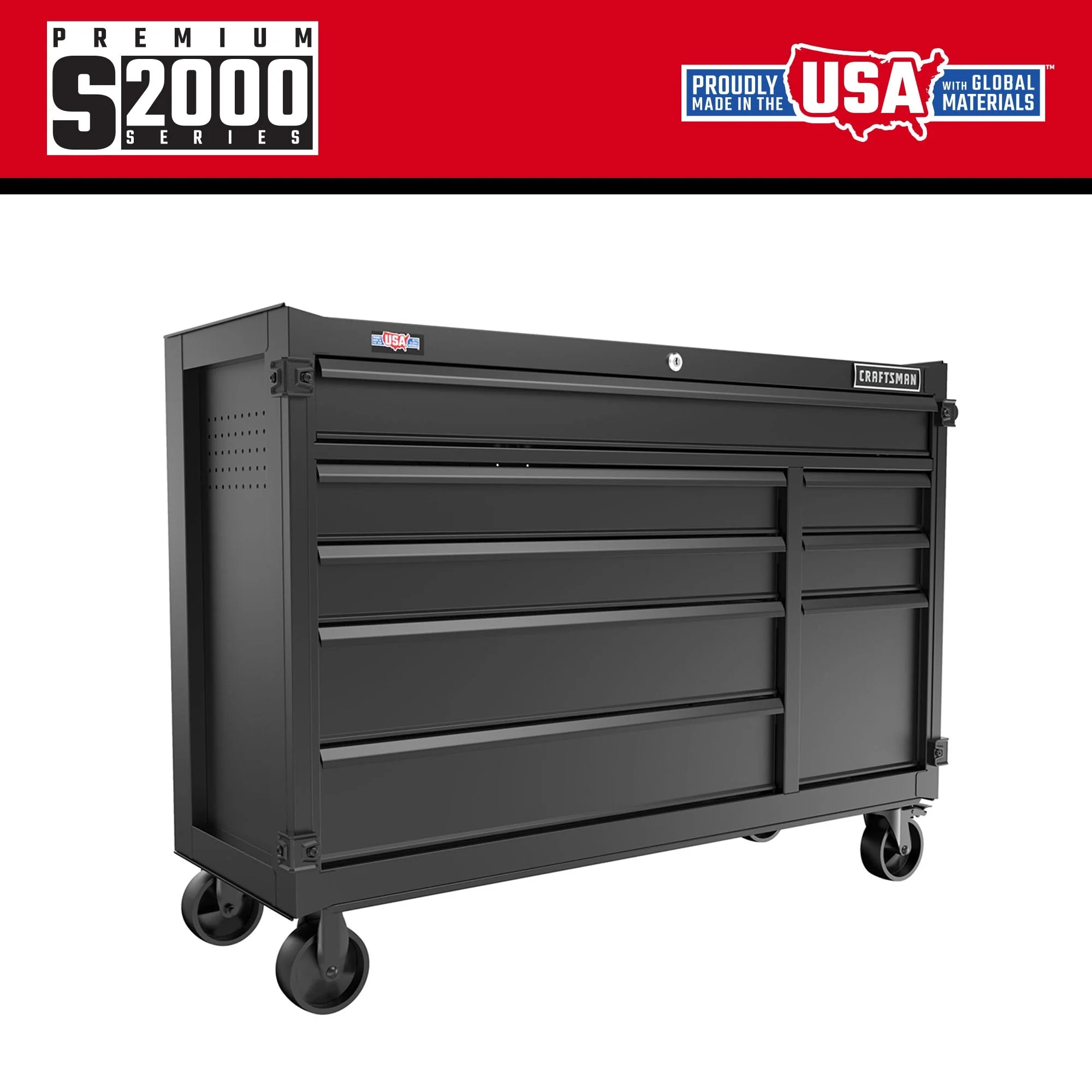 CRAFTSMAN Premium 2000 Series 8-Drawer Steel Rolling Tool Cabinet, Black - Image 2
