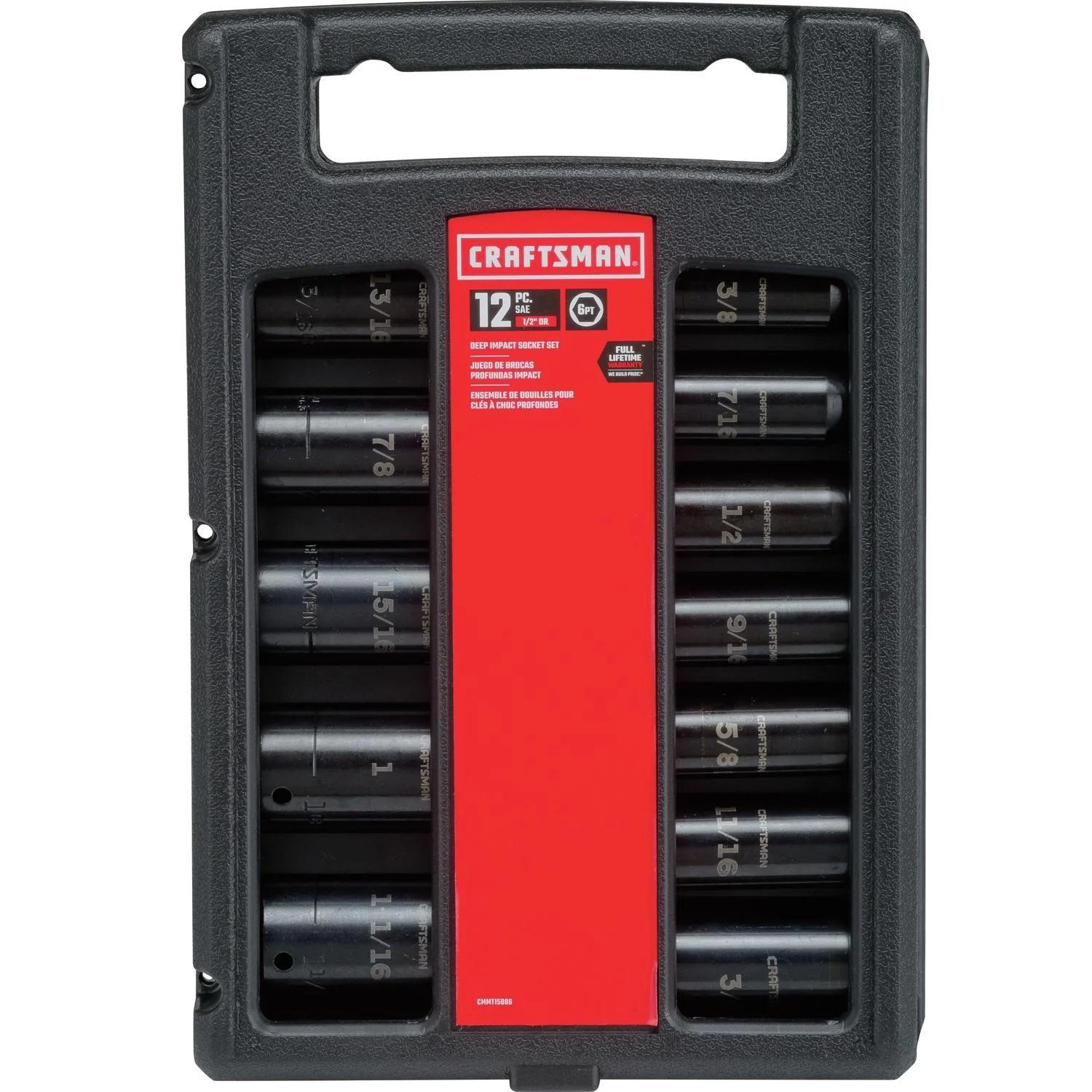 Craftsman SAE 12 pc Deep Impact Socket Set - 1/2 in. Drive, 6 Point - Image 3