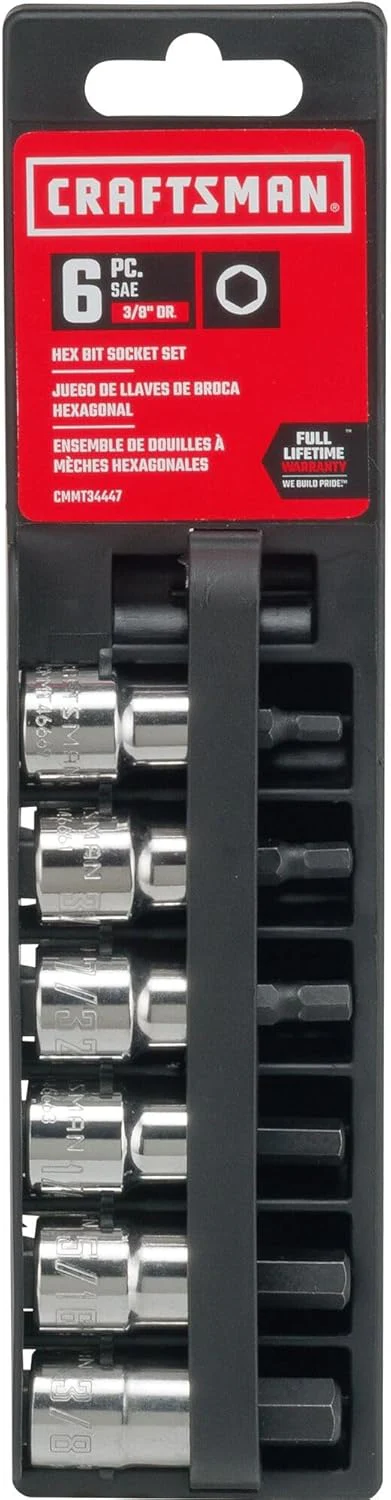 Craftsman SAE Hex Bit Socket Set, 6 pc, 3/8 in. Drive, Polished Chrome - Image 9