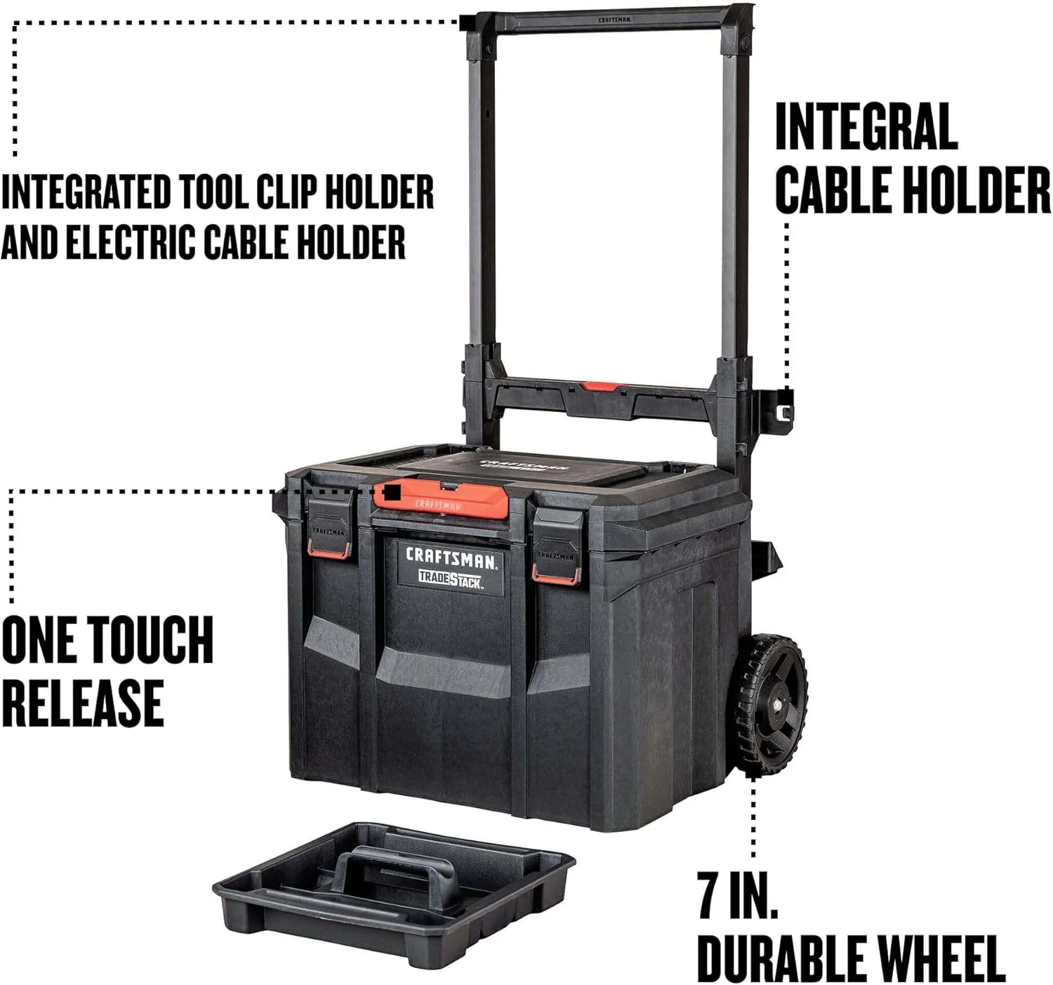 CRAFTSMAN TRADESTACK System 22.5-in Black Structural Foam Lockable Rolling Tool Box (CMST21445) - Image 4
