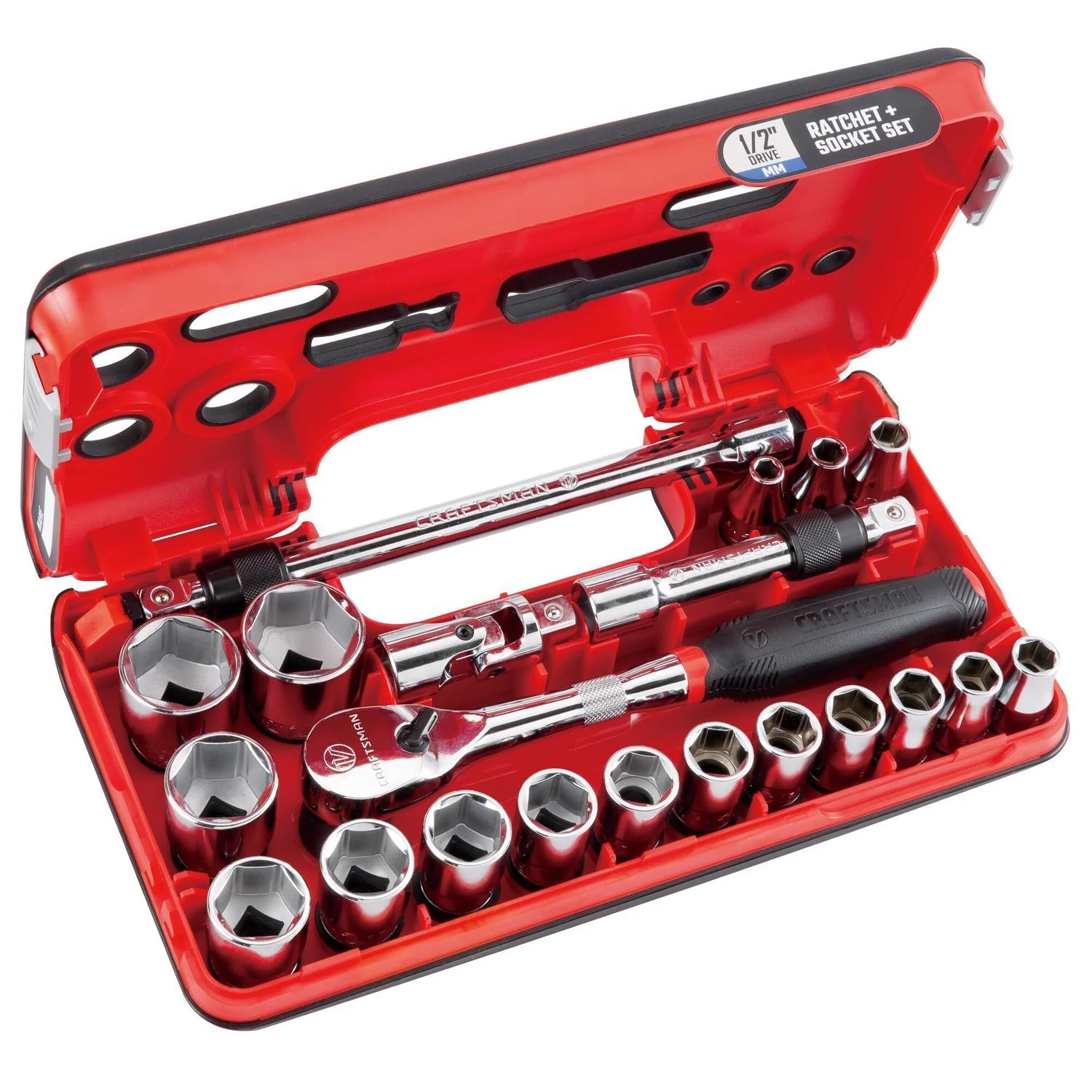 Craftsman V-Series 1/2 in. Drive Metric 6 Point Socket and Tool Set, 21 pc