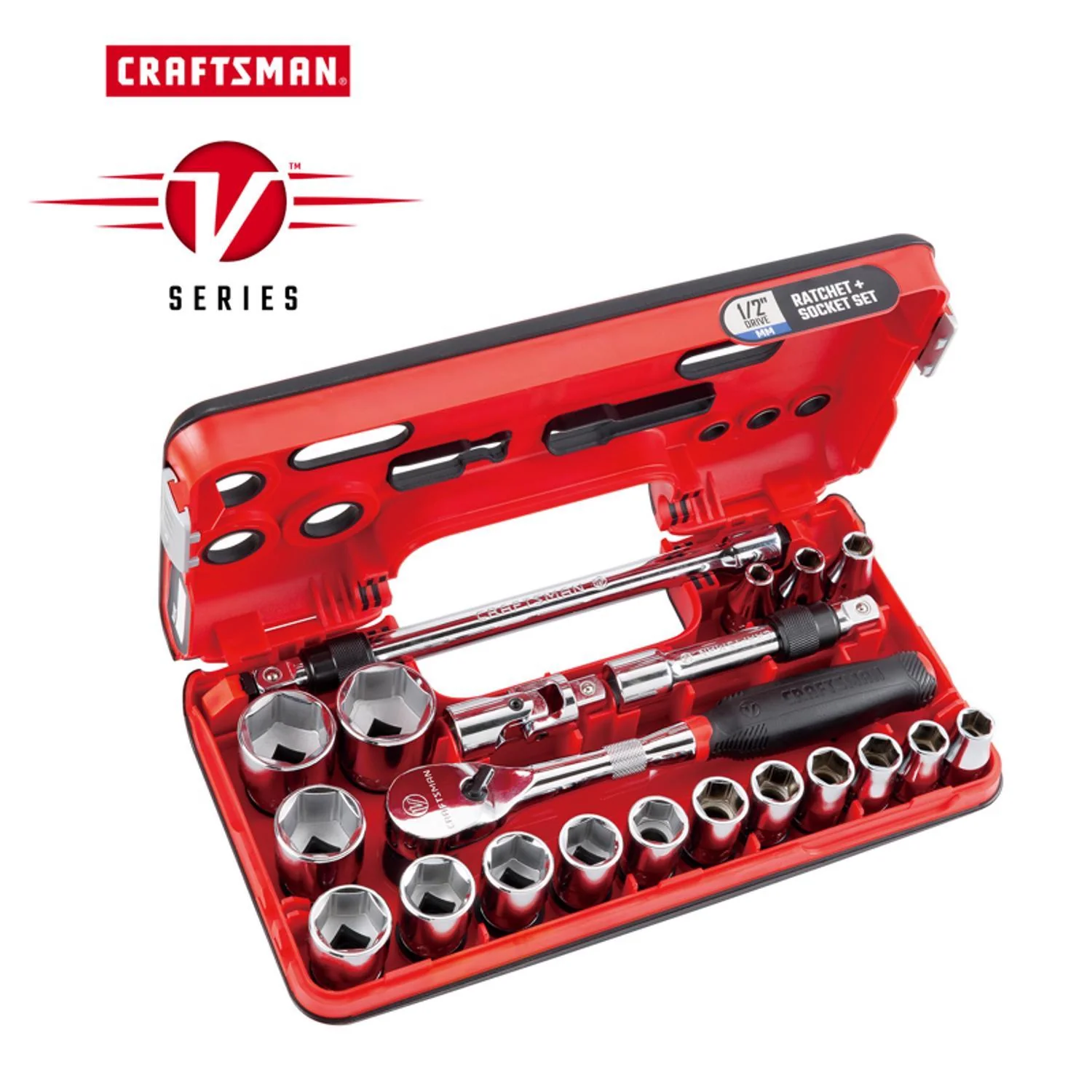 Craftsman V-Series 1/2 in. Drive Metric 6 Point Socket and Tool Set, 21 pc - Image 2