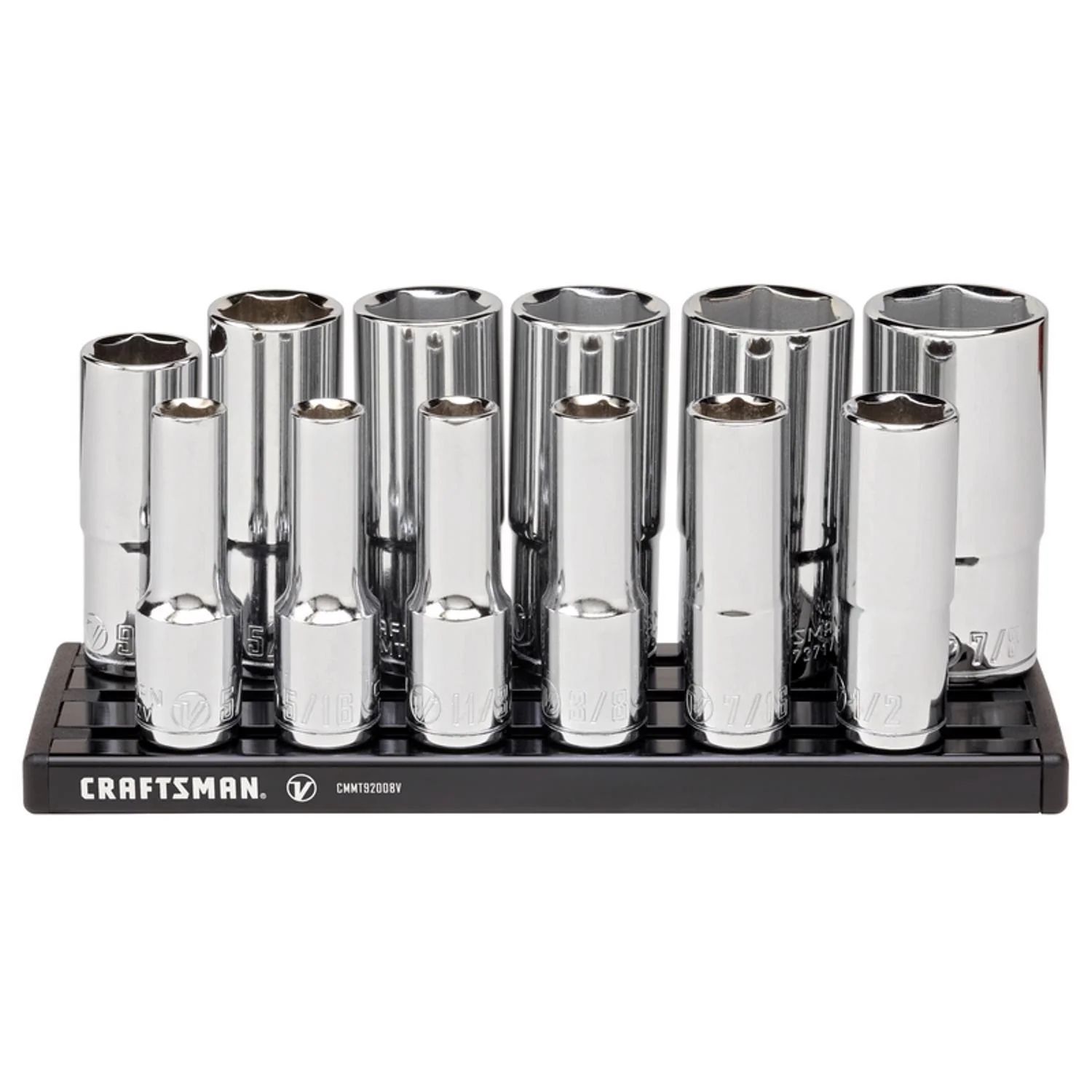 Craftsman V-Series 3/8 in. Drive SAE 6 Point Deep Socket Set, 12 pc