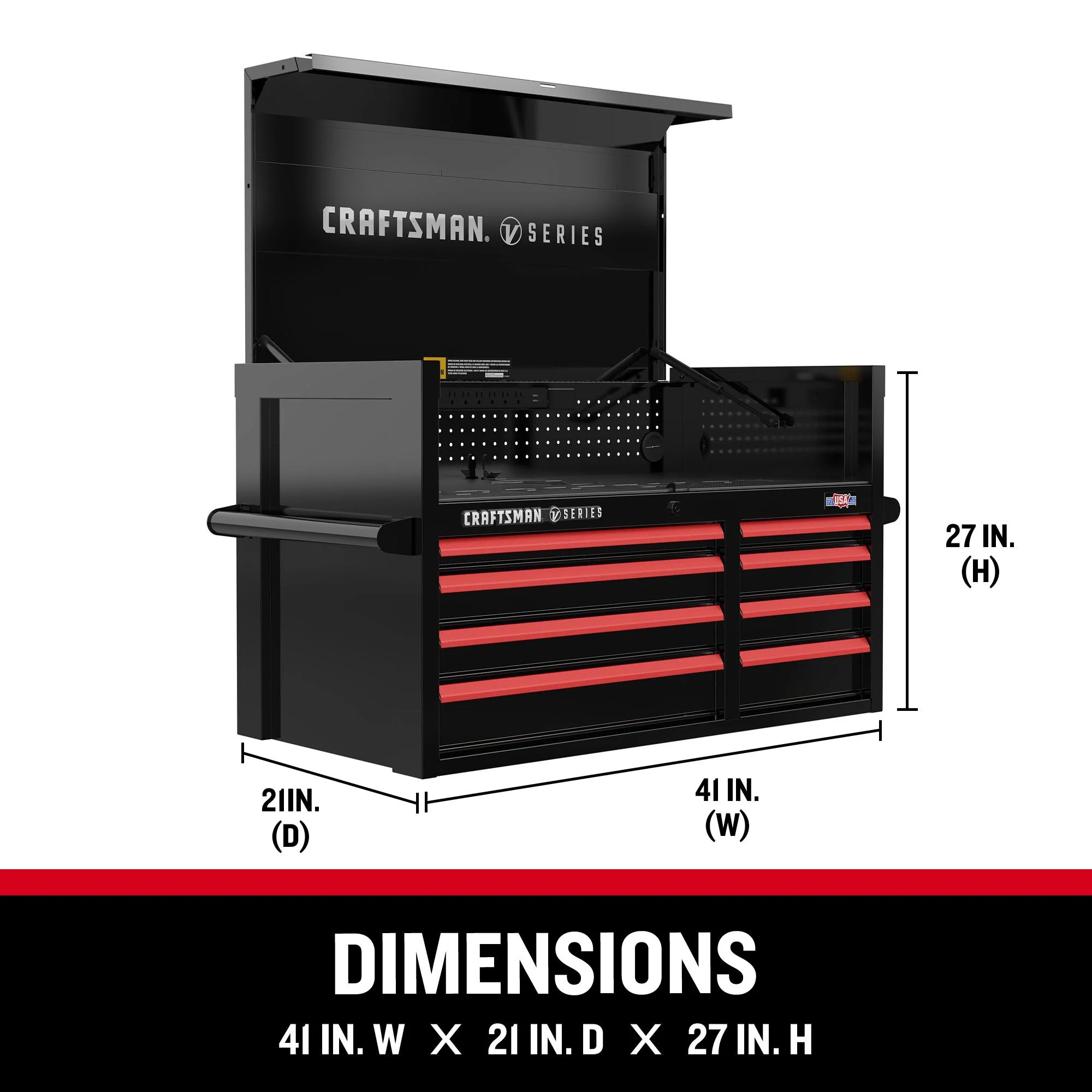 CRAFTSMAN V-Series 41-in W x 27-in H 8-Drawer Steel Tool Chest (Black) - Image 7