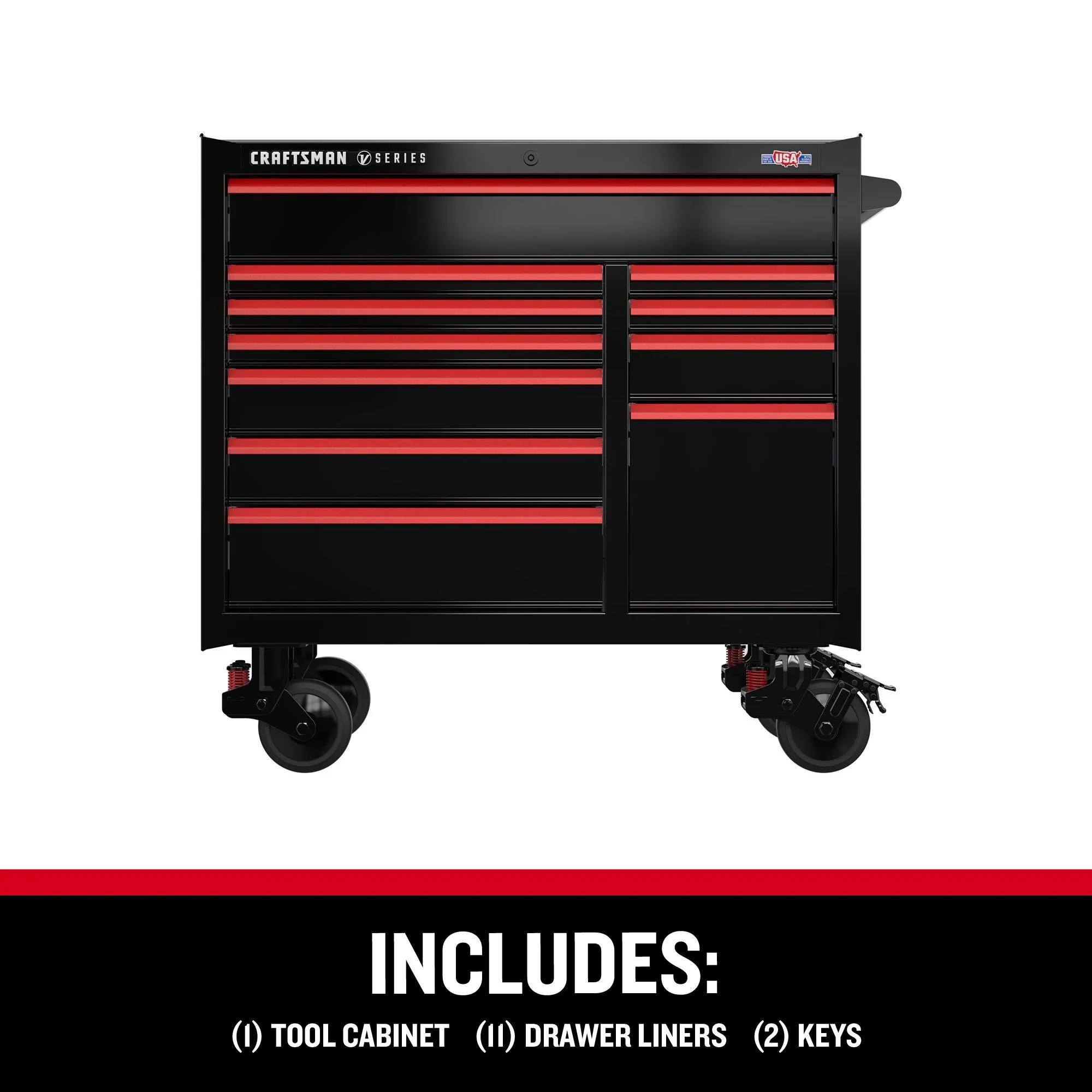 CRAFTSMAN V-Series 41-in W x 40-in H 11-Drawer Steel Rolling Tool Cabinet (Black) - Image 5