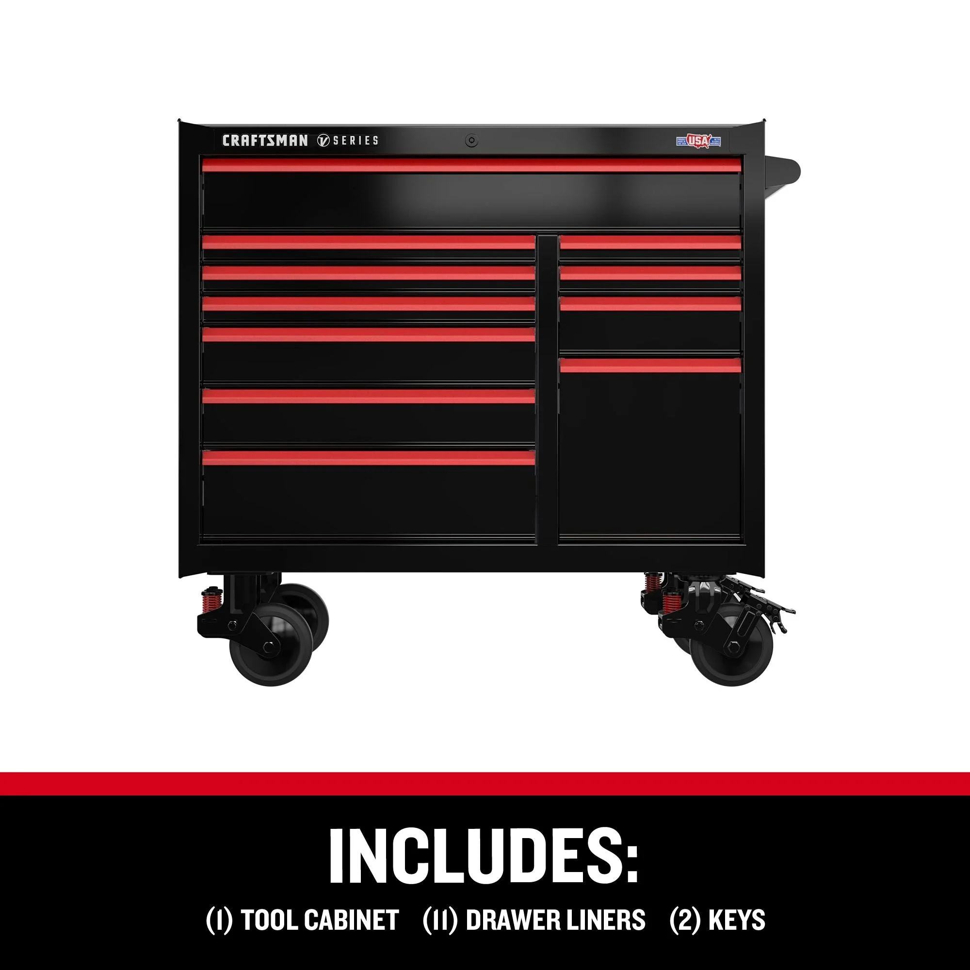 CRAFTSMAN V-Series 41-Inch Rolling Tool Cabinet with 11 Drawers - Black - Image 4