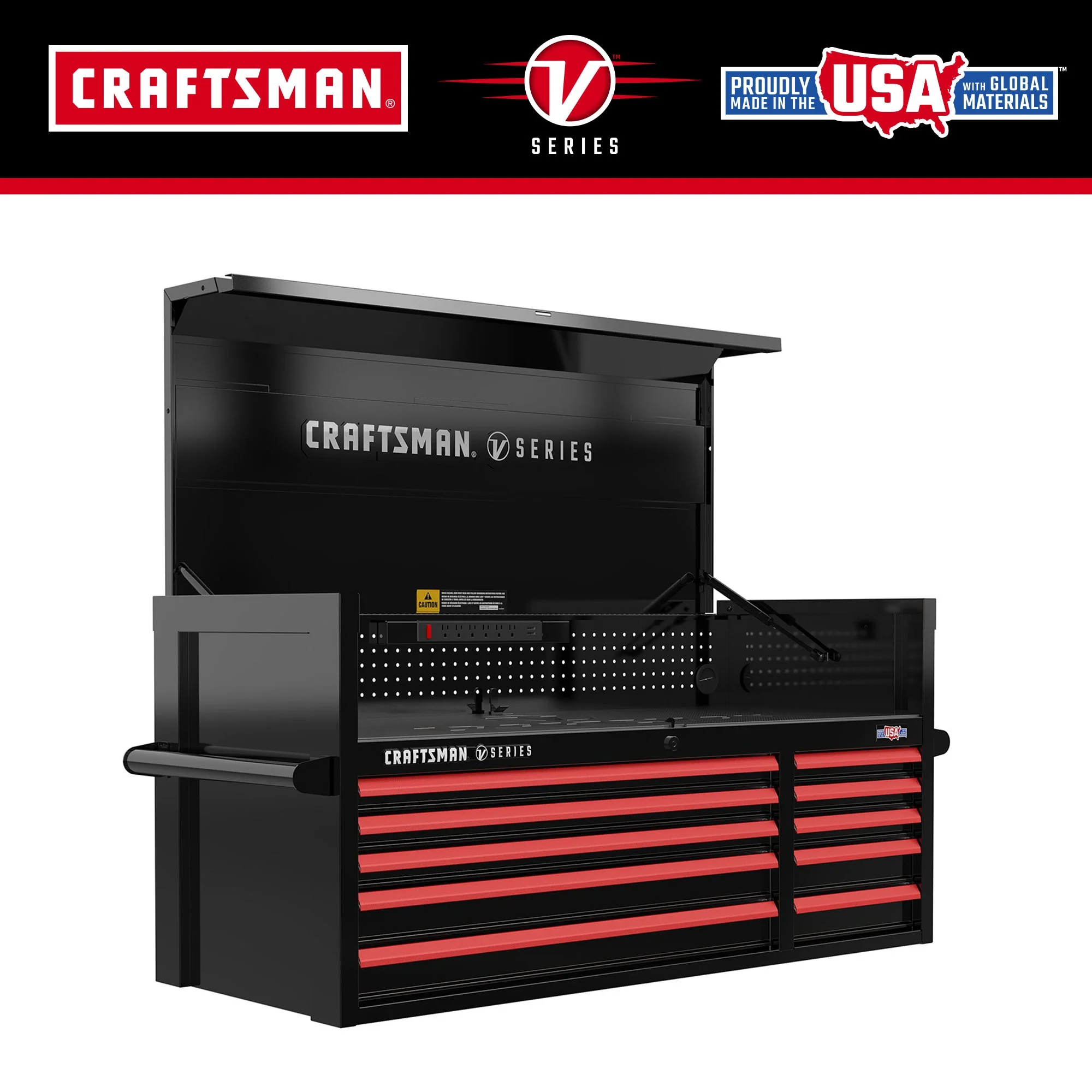 CRAFTSMAN V-Series 52-in W x 27-in H 10-Drawer Steel Tool Chest (Black) - Image 2