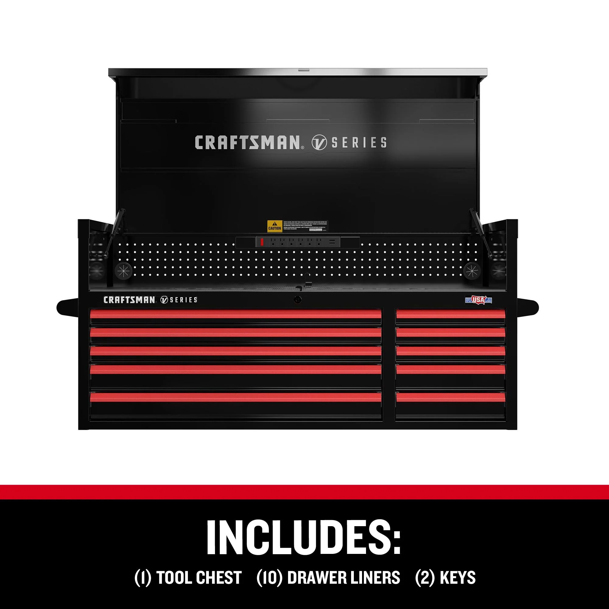 CRAFTSMAN V-Series 52-in W x 27-in H 10-Drawer Steel Tool Chest (Black) - Image 6
