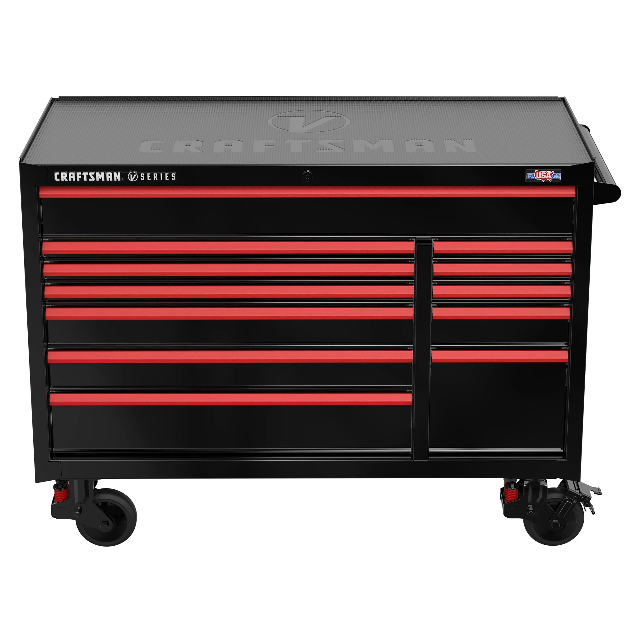 CRAFTSMAN V-Series 52-in W x 40-in H 12-Drawer Steel Rolling Tool Cabinet (Black) - Image 8