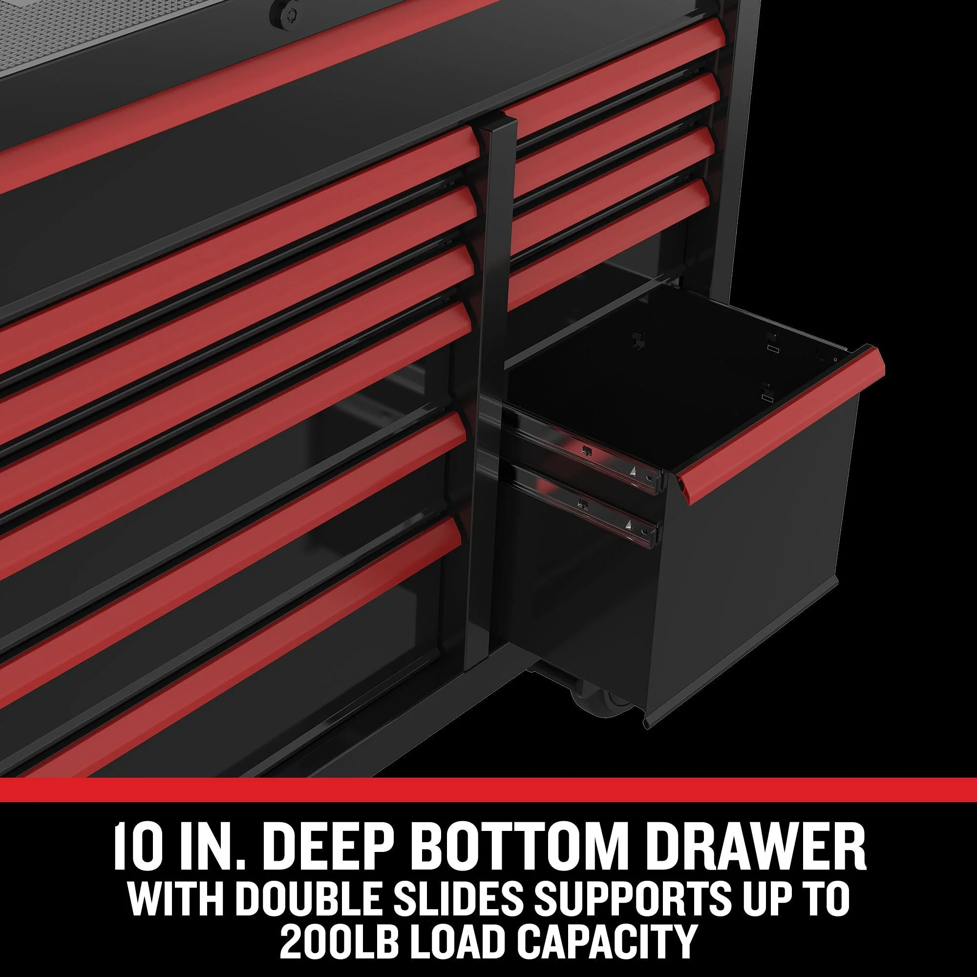 CRAFTSMAN V-Series 52-Inch 12-Drawer Steel Rolling Tool Cabinet - Black - Image 3