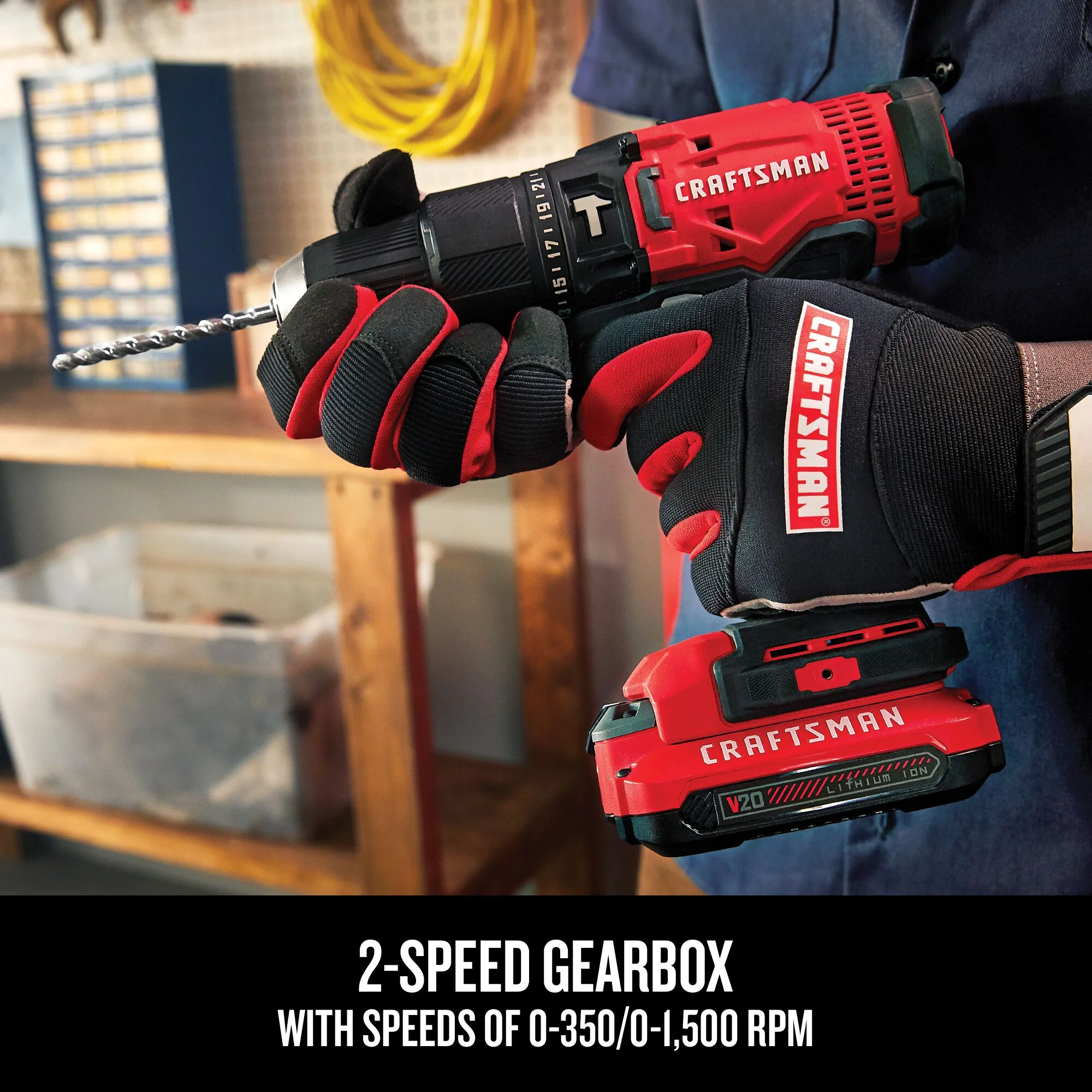 CRAFTSMAN V20 1/2-in 20-Volt Max Variable Speed Cordless Hammer Drill (2 Batteries Included) - Image 4