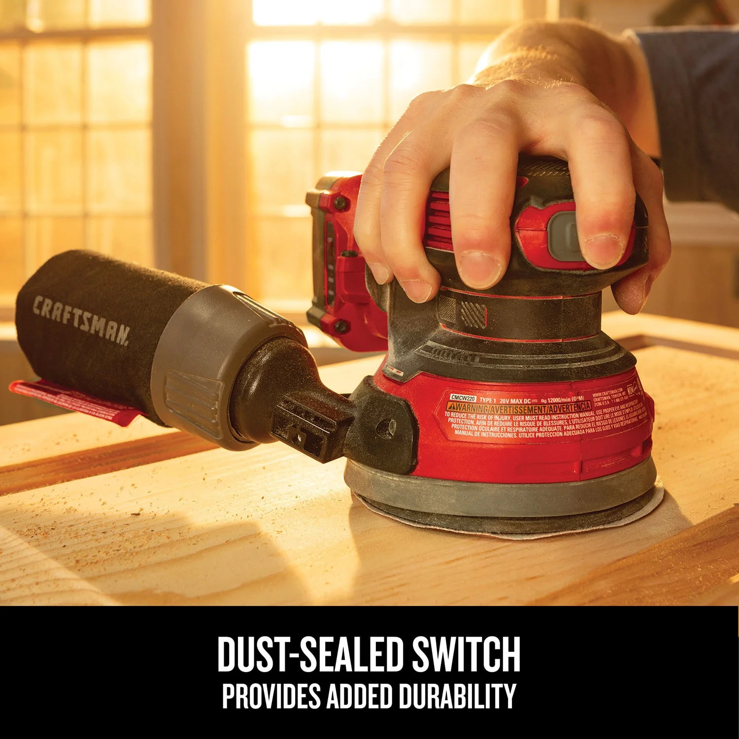 CRAFTSMAN V20 20-Volt Cordless Random Orbital Sander, 5-Inch (Tool Only) - Image 6