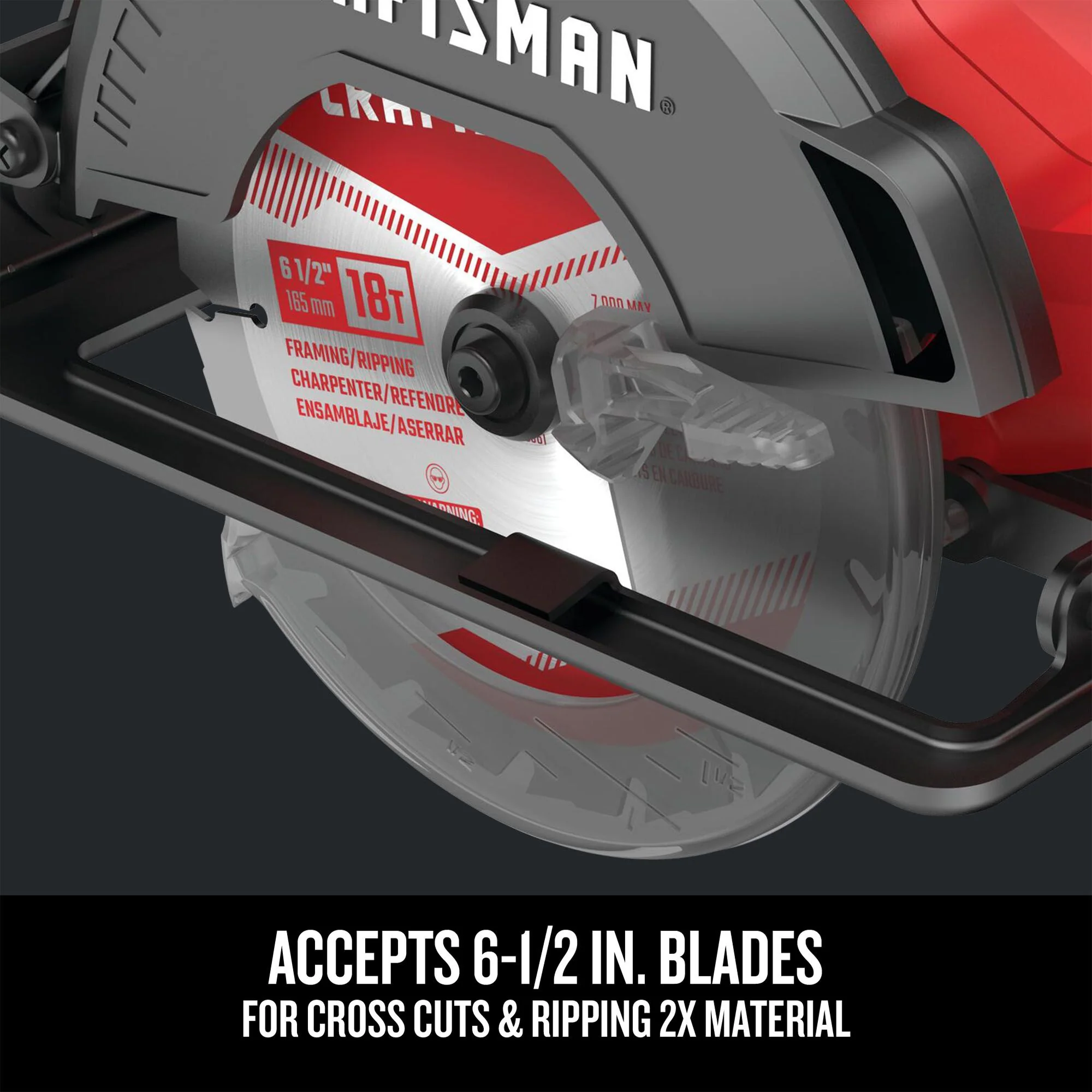 CRAFTSMAN V20 20-Volt Max 6-1/2-in Cordless Circular Saw with Brake and Metal Shoe, Tool Only - Image 4