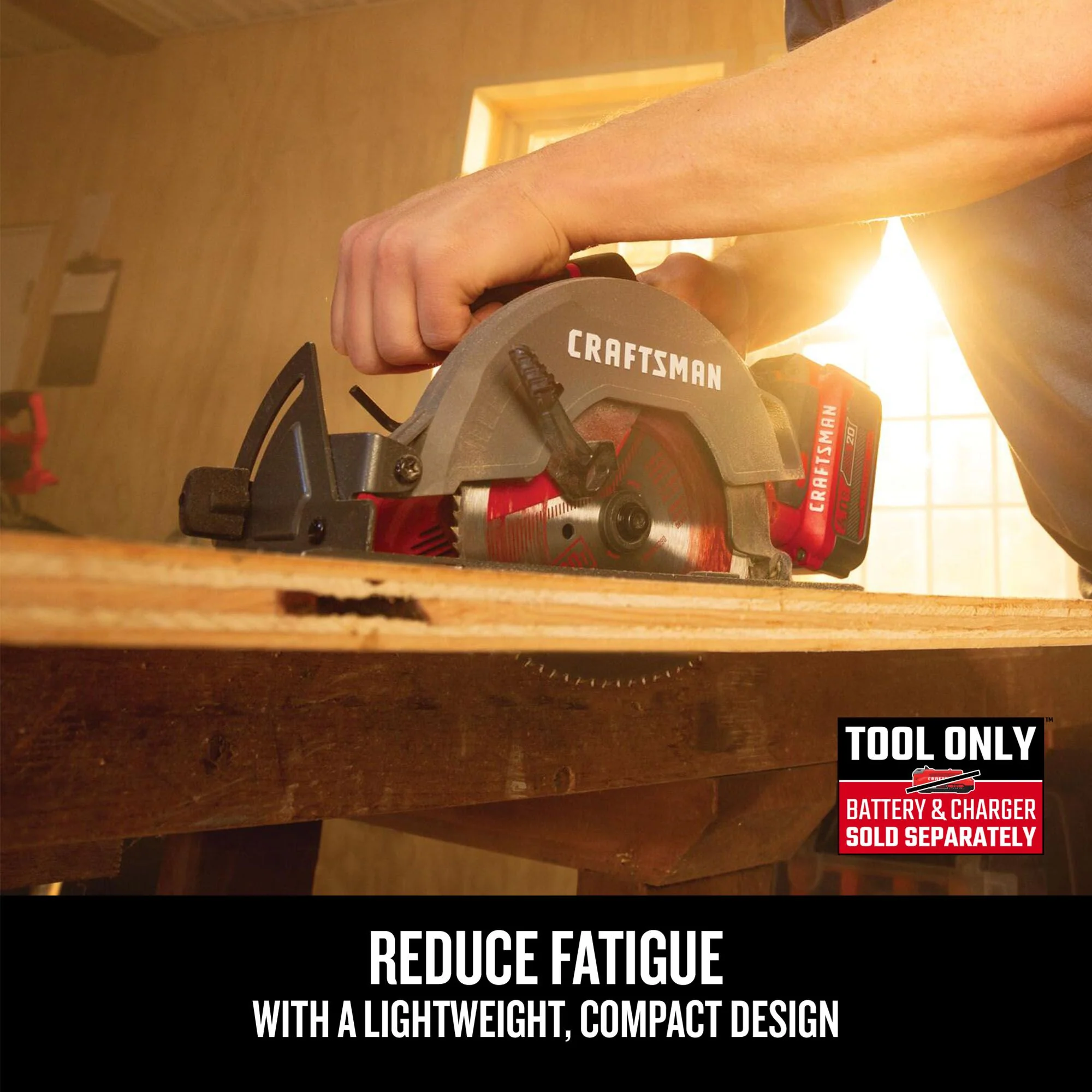 CRAFTSMAN V20 20-Volt Max 6-1/2-in Cordless Circular Saw with Brake and Metal Shoe, Tool Only - Image 7