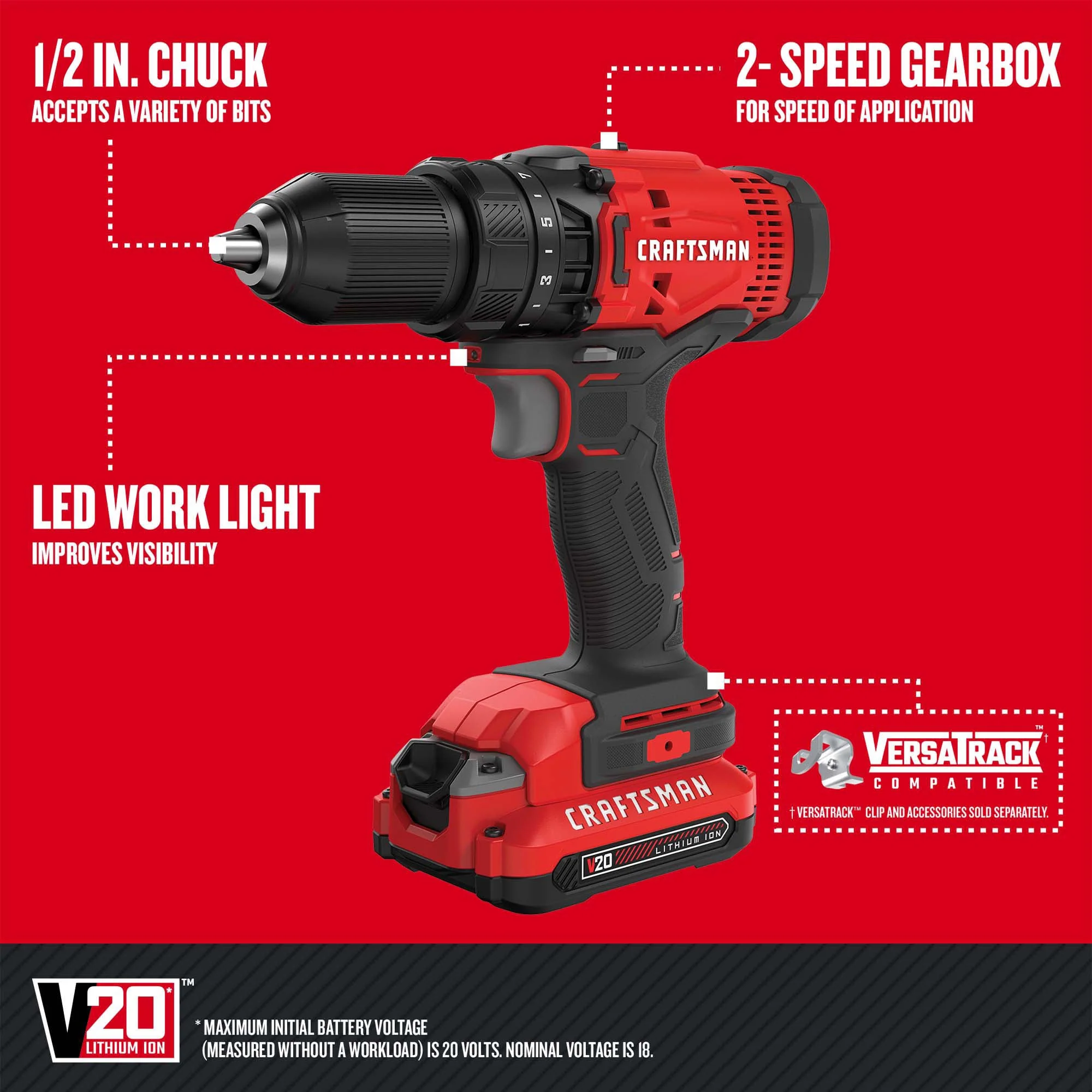 CRAFTSMAN V20 20-Volt Max 8-Tool Cordless Power Tool Combo Kit with Soft Case, Charger and (2) 2.0Ah Batteries - CMCK801D2 - Image 3