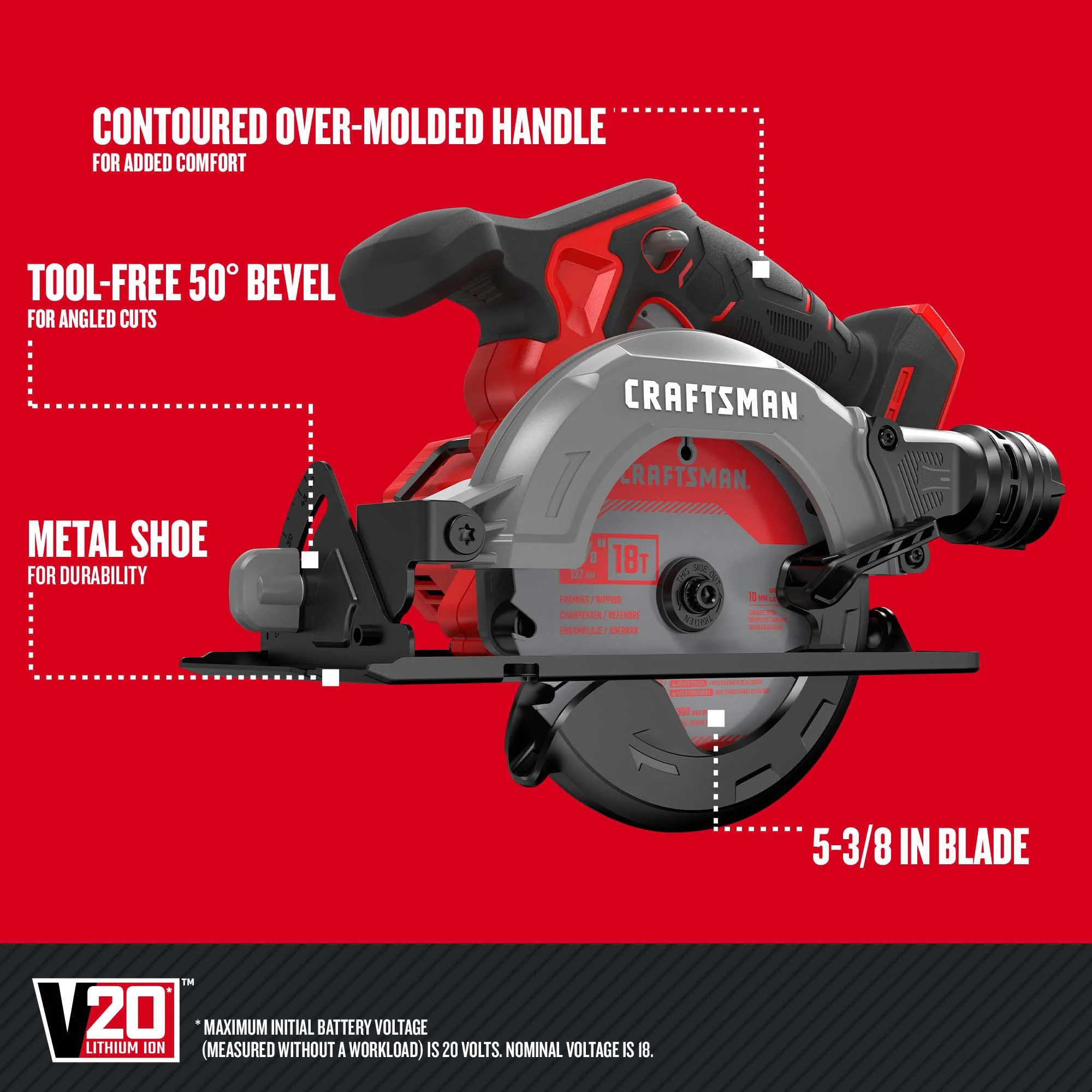 CRAFTSMAN V20 20-Volt Max 8-Tool Cordless Power Tool Combo Kit with Soft Case, Charger and (2) 2.0Ah Batteries - CMCK801D2 - Image 5