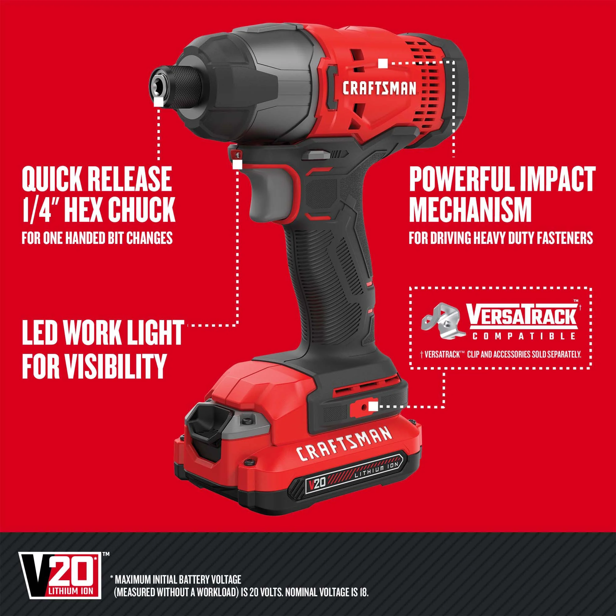 CRAFTSMAN V20 20-Volt Max 8-Tool Cordless Power Tool Combo Kit with Soft Case, Charger and (2) 2.0Ah Batteries - CMCK801D2 - Image 6