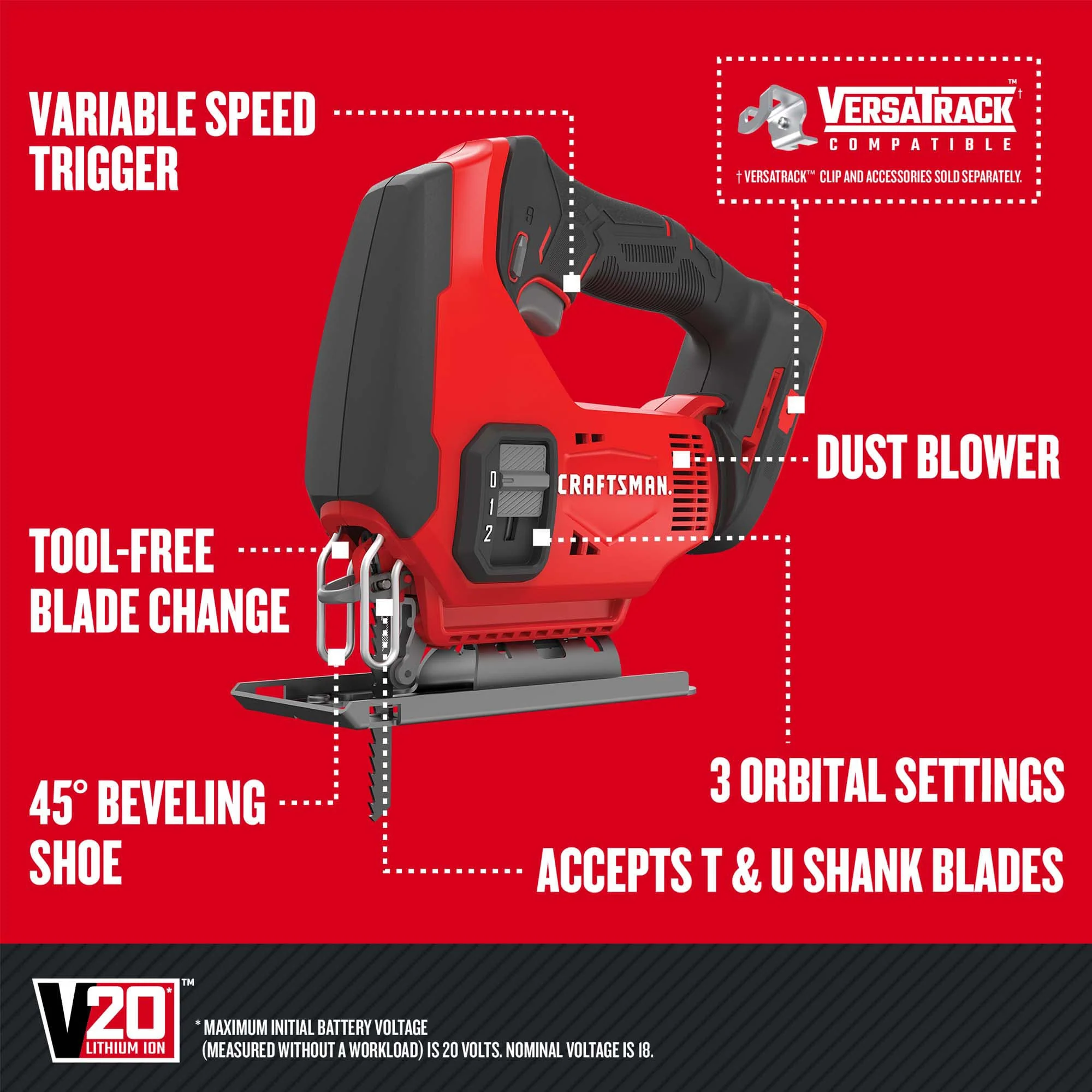 CRAFTSMAN V20 20-Volt Max 8-Tool Cordless Power Tool Combo Kit with Soft Case, Charger and (2) 2.0Ah Batteries - CMCK801D2 - Image 7