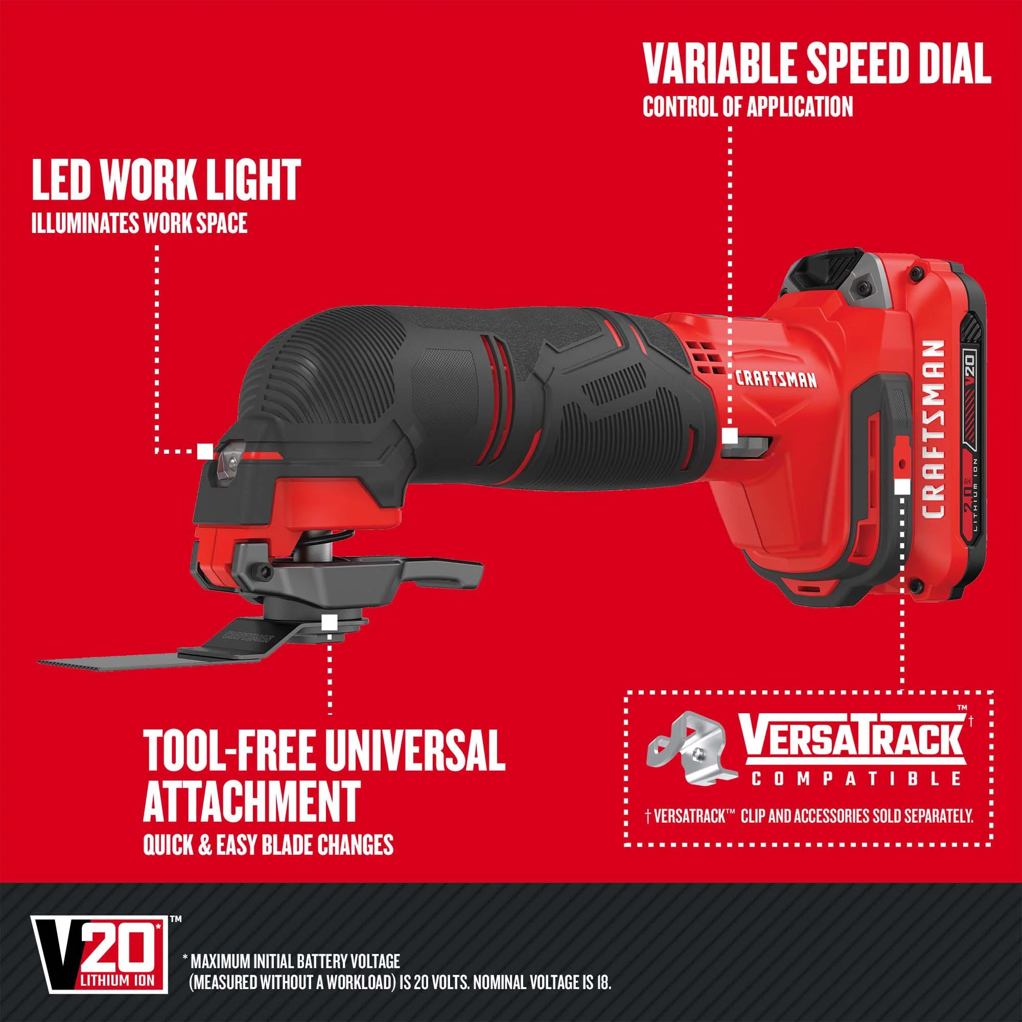 CRAFTSMAN V20 20-Volt Max 8-Tool Cordless Power Tool Combo Kit with Soft Case, Charger and (2) 2.0Ah Batteries - CMCK801D2 - Image 8