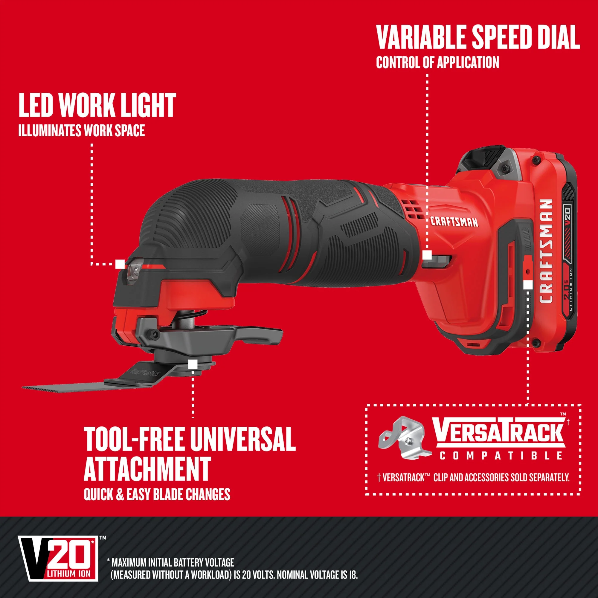 CRAFTSMAN V20 6-Tool 20-Volt Max Power Tool Combo Kit with Soft Case (Charger Included and 2 Batteries Included) - Image 7
