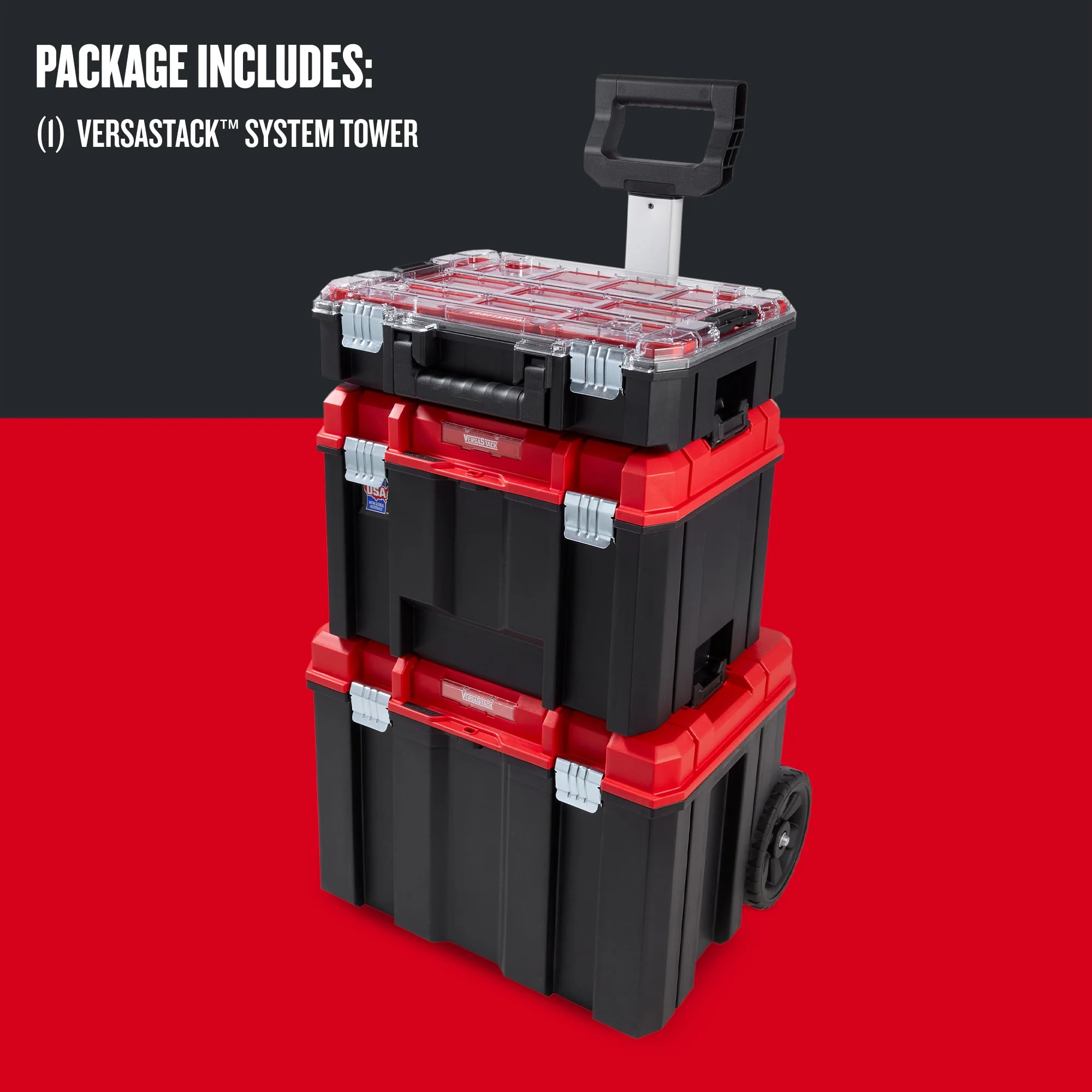 CRAFTSMAN VERSASTACK 17-in W x 30.9-in H x 20.15-in D Black Plastic/Metal Rolling Lockable Tool Box Tower - Image 4